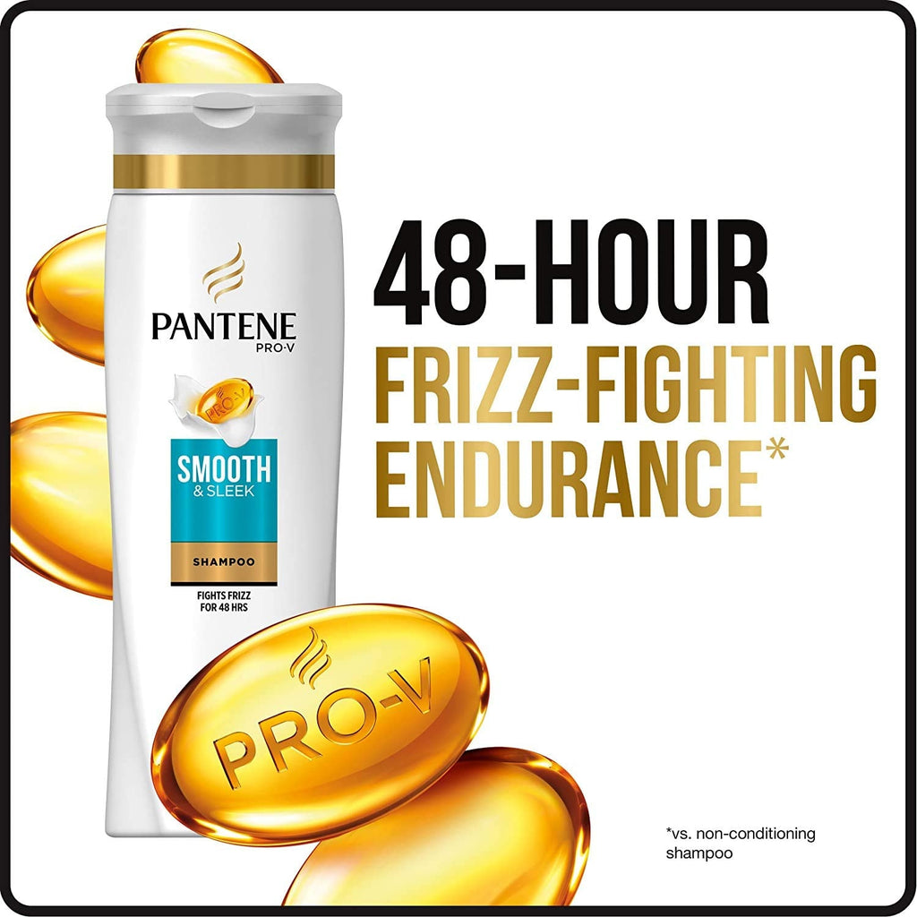 Pantene Pro-V Smooth & Sleek Shampoo, 25.4 fl oz – Frizz Control & Hydration