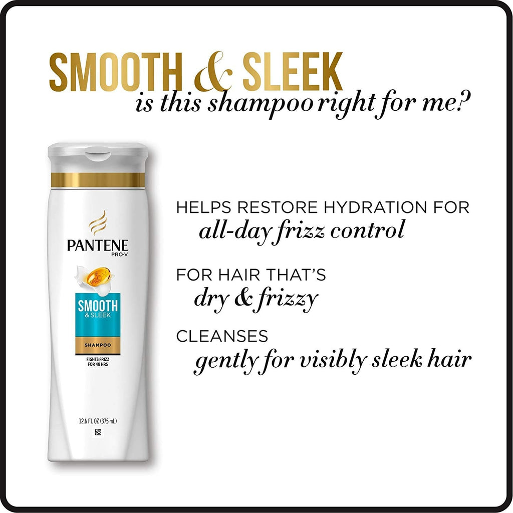 Pantene Pro-V Smooth & Sleek Shampoo, 25.4 fl oz – Frizz Control & Hydration