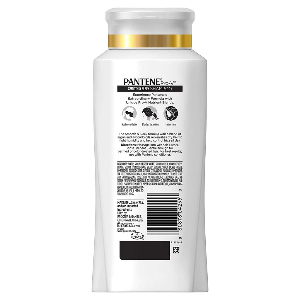 Pantene Pro-V Smooth & Sleek Shampoo, 25.4 fl oz – Frizz Control & Hydration