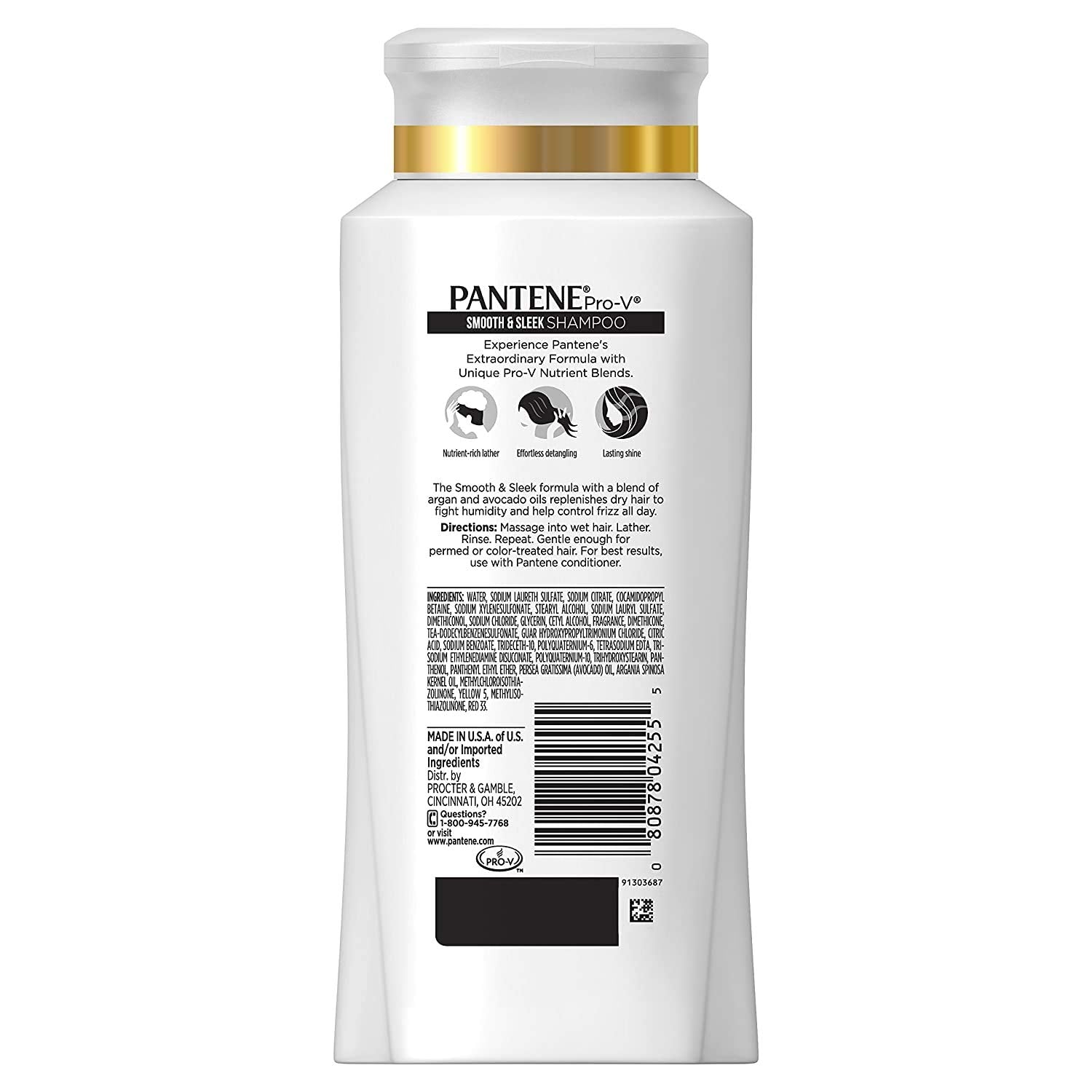 Pantene Pro-V Smooth & Sleek Shampoo, 25.4 fl oz – Frizz Control & Hydration