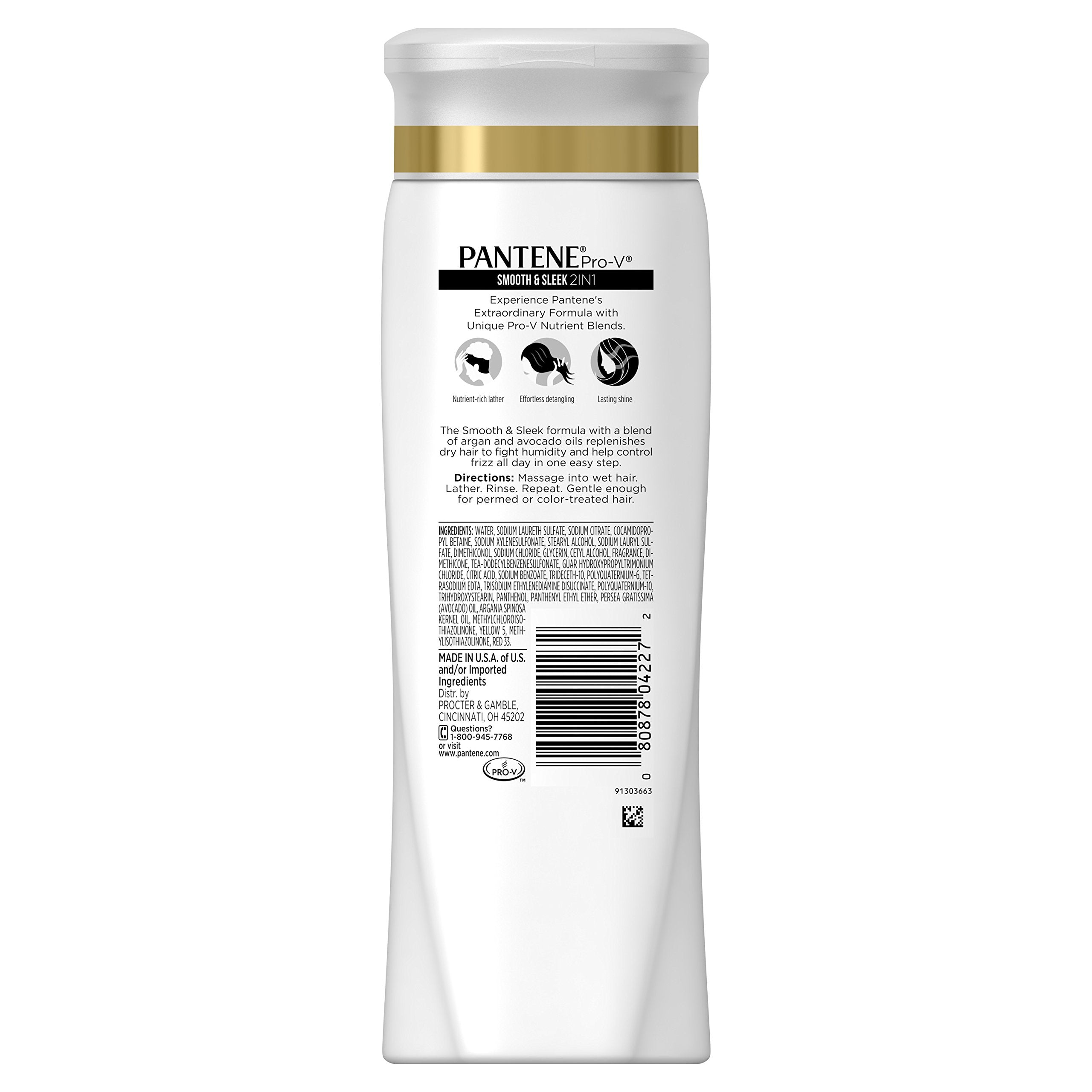 Pantene Pro-V Smooth & Sleek 2-in-1 Shampoo & Conditioner, 12.6 fl oz (Packaging May Vary)