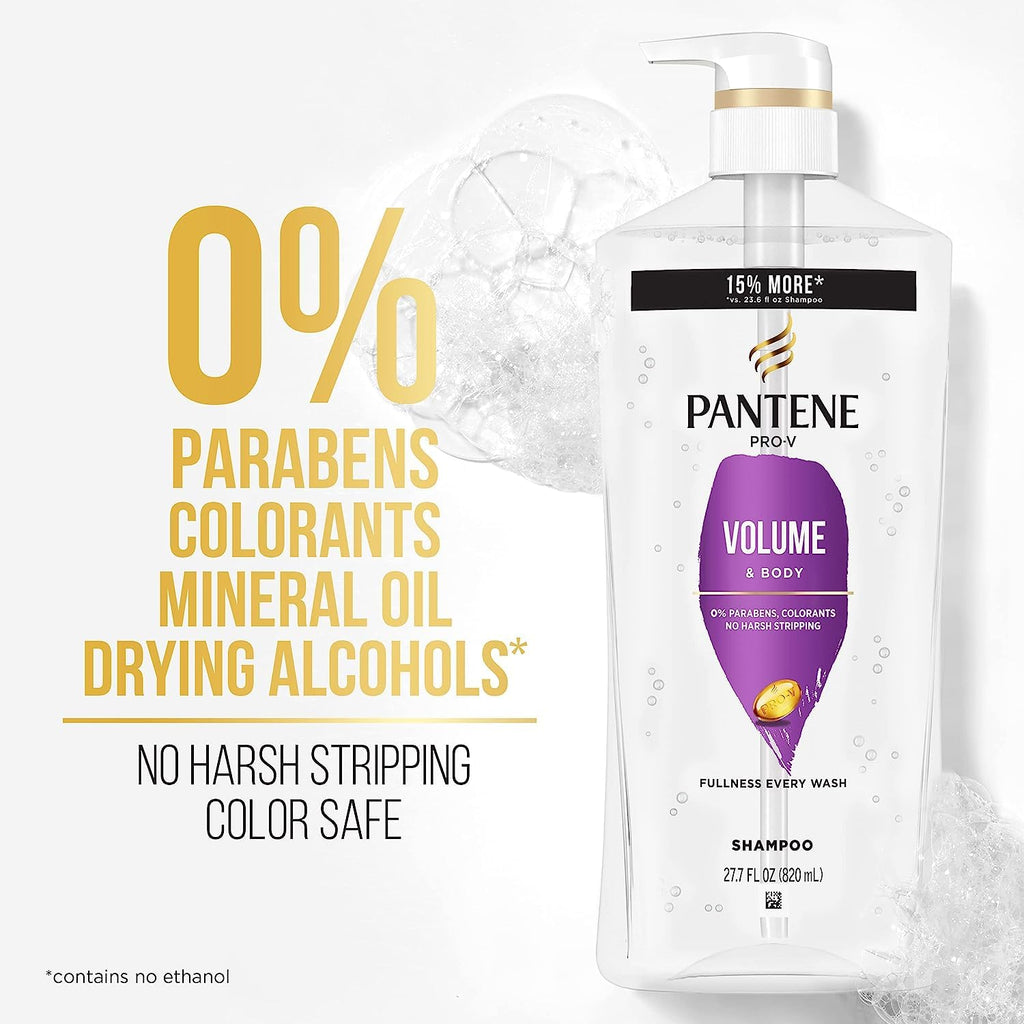 Pantene Pro-V Volume & Body Set for Fine Hair | Shampoo, Conditioner & Rescue Shot, Color-Safe