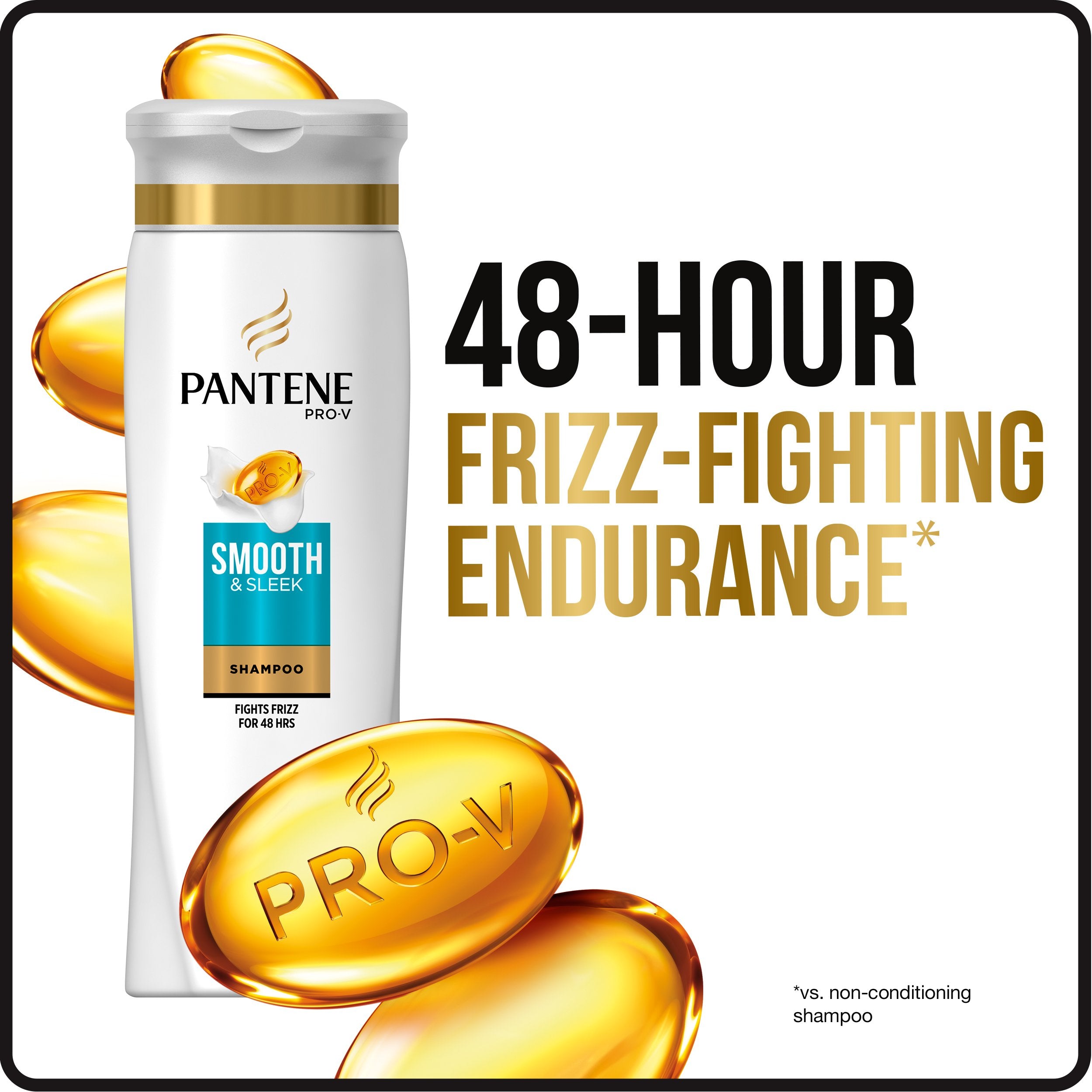 Pantene Smooth & Sleek Shampoo 12.6 oz – 3-Pack with Pro-Vitamins & Moroccan Argan Oil