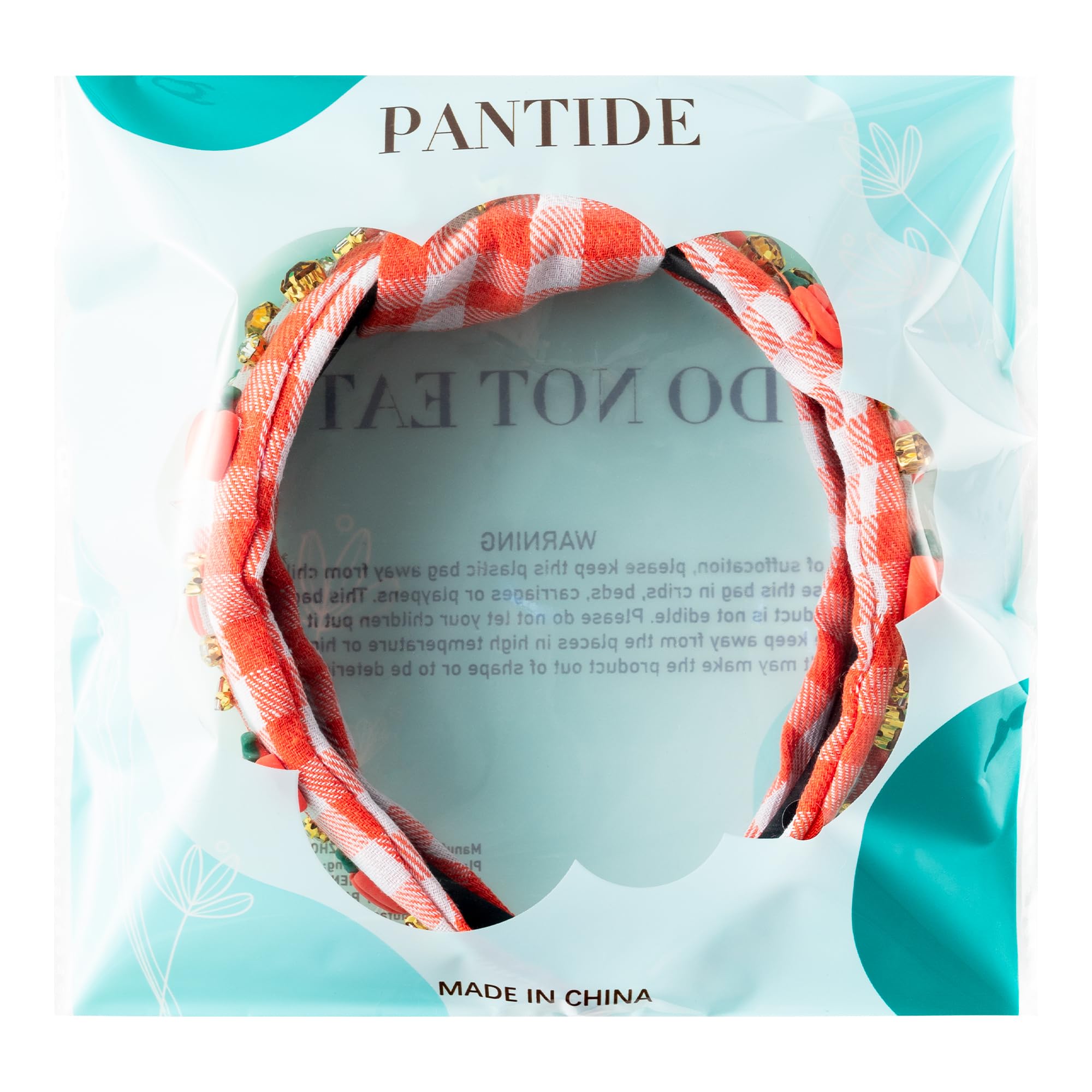 PANTIDE Thanksgiving Jeweled Knotted Headband — Pumpkin Rhinestone Crystal Embellished Hair Accessory