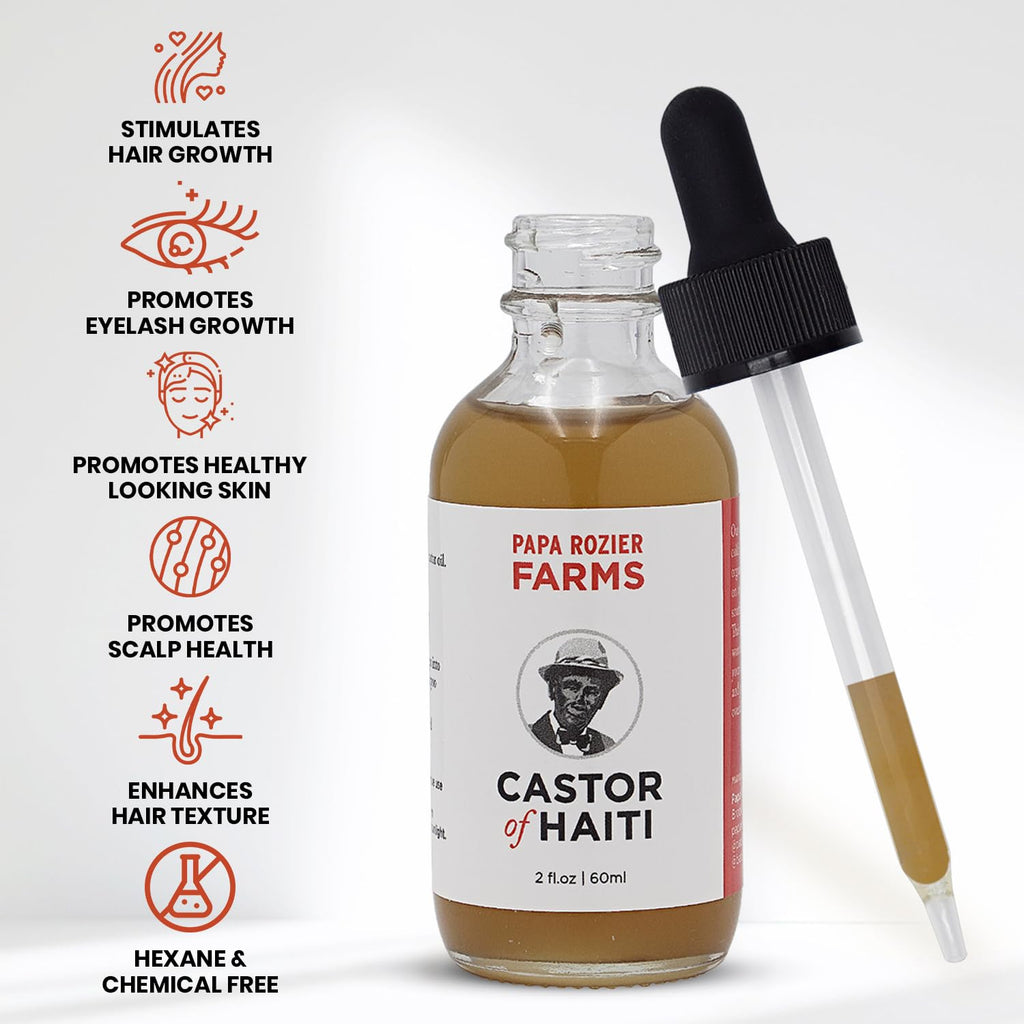 Papa Rozier Farms Pure Organic Castor Oil for Hair Growth, Skin Moisturizer, Lash & Brow Treatment – 2 oz (Pack of 1)