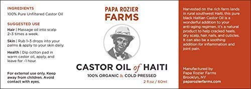 Papa Rozier Farms Pure Organic Castor Oil for Hair Growth, Skin Moisturizer, Lash & Brow Treatment – 2 oz (Pack of 1)