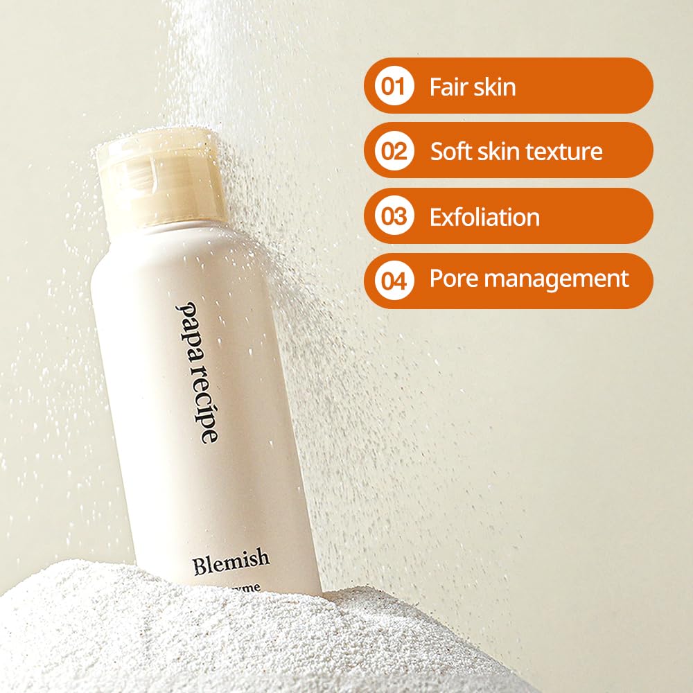 Papa Recipe Blemish Enzyme Powder Rice Cleanser — Gentle Triple Exfoliation, Low pH Skincare