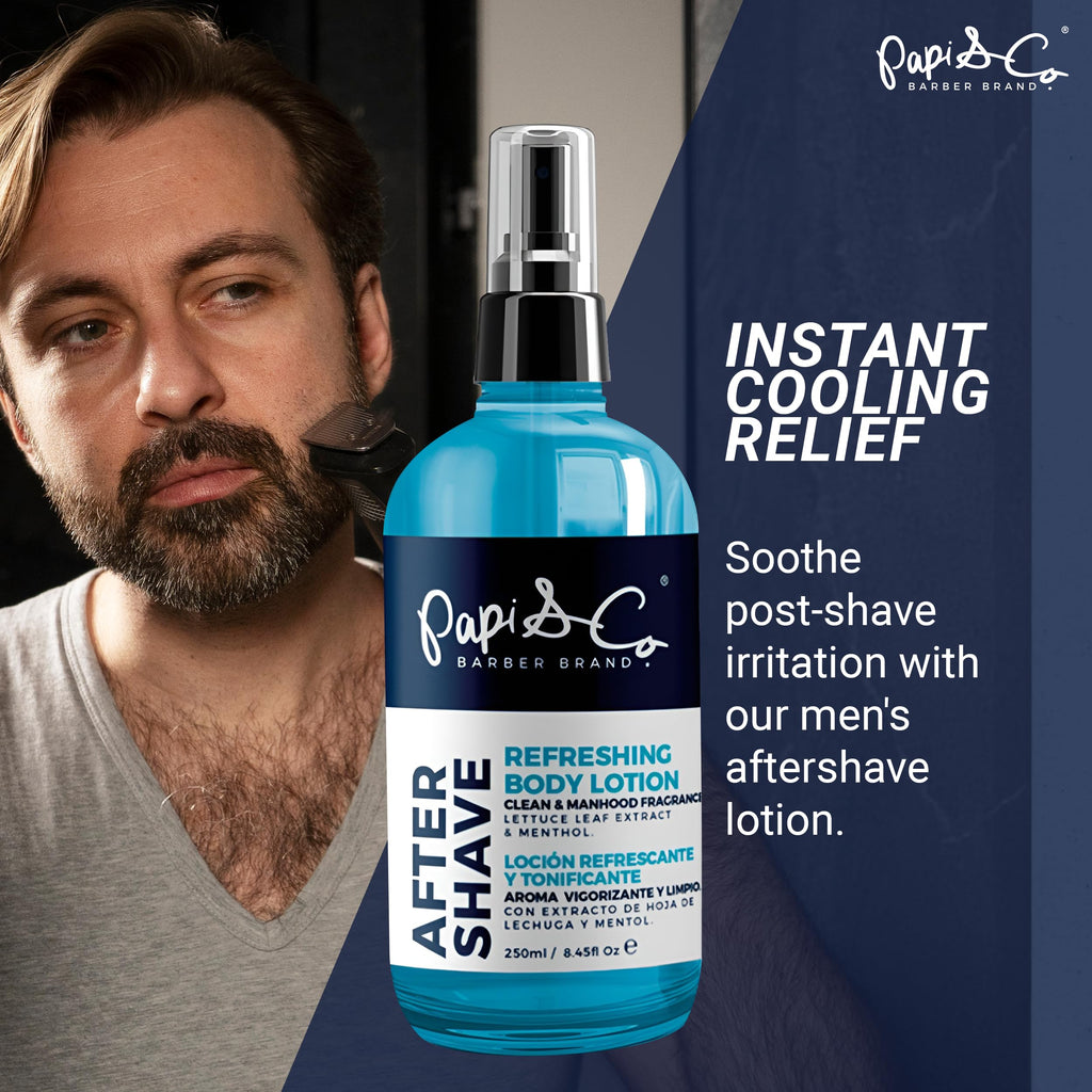 PAPI & CO. After Shave Lotion for Men – Menthol Cooling & Lettuce Leaf Extract, 250 mL