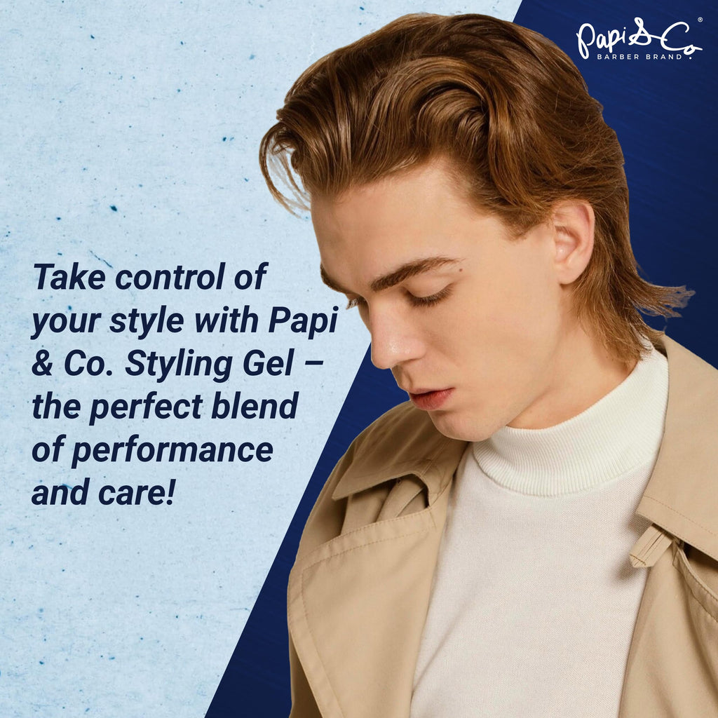 PAPI & CO. Hair Gel Extra Long Hold for Men – Alcohol-Free, UV-Protected, Flake-Free