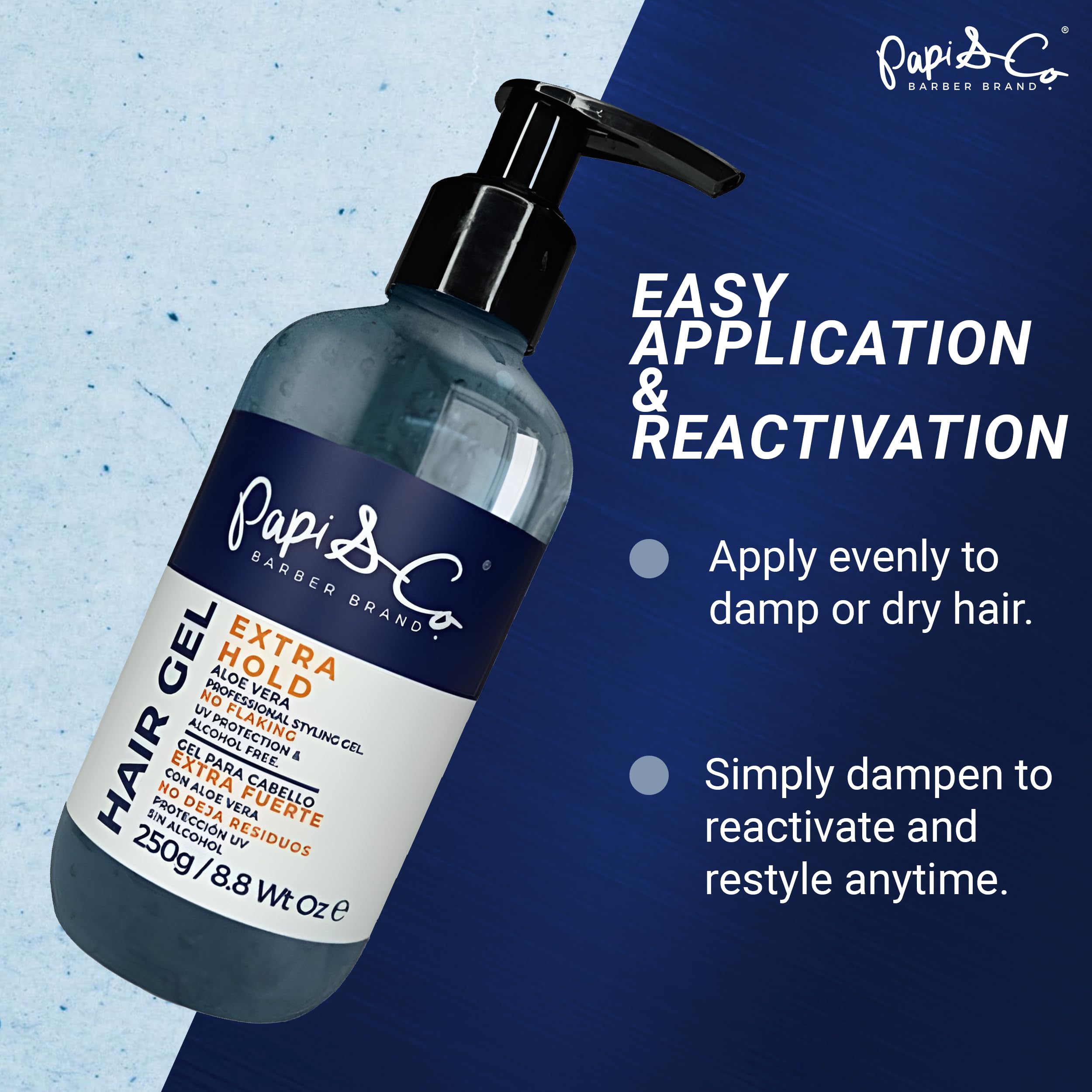 PAPI & CO. Hair Gel Extra Long Hold for Men – Alcohol-Free, UV-Protected, Flake-Free