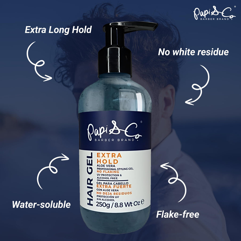 PAPI & CO. Hair Gel Extra Long Hold for Men – Alcohol-Free, UV-Protected, Flake-Free