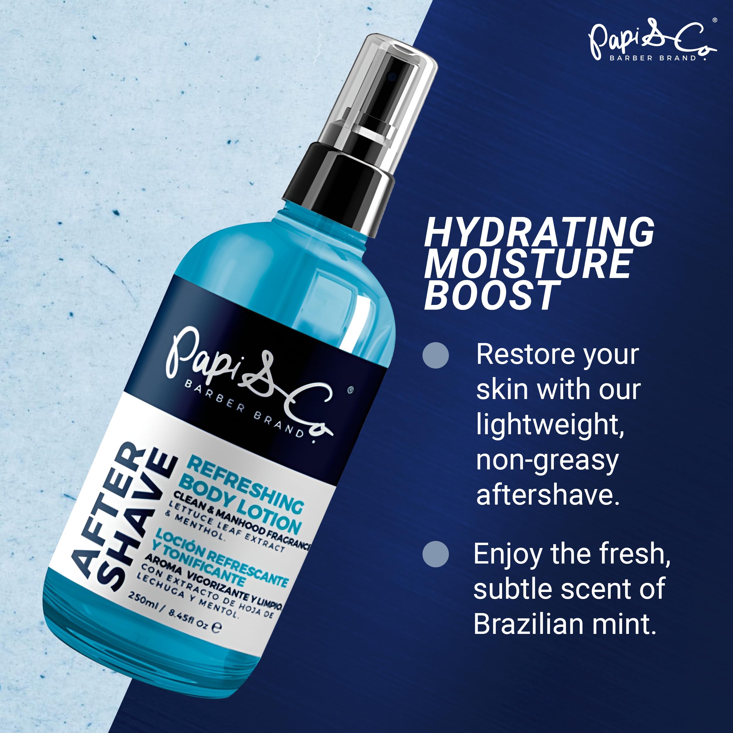 PAPI & CO. After Shave Lotion for Men – Menthol Cooling & Lettuce Leaf Extract, 250 mL