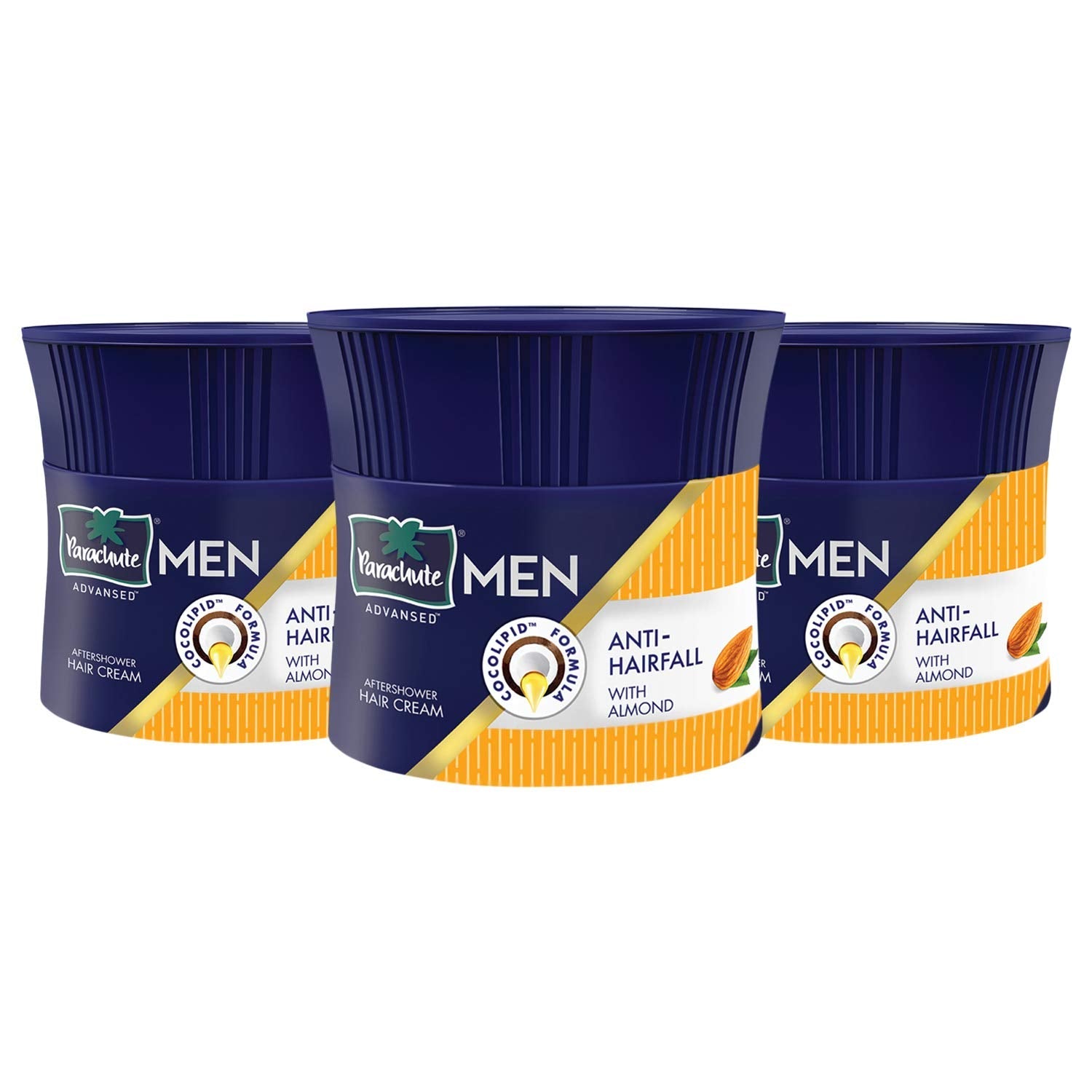 Parachute Advansed Anti Hairfall Hair Cream for Men – Almond & Coconut, Non-Sticky, Oil Replacement (3x3.3oz)