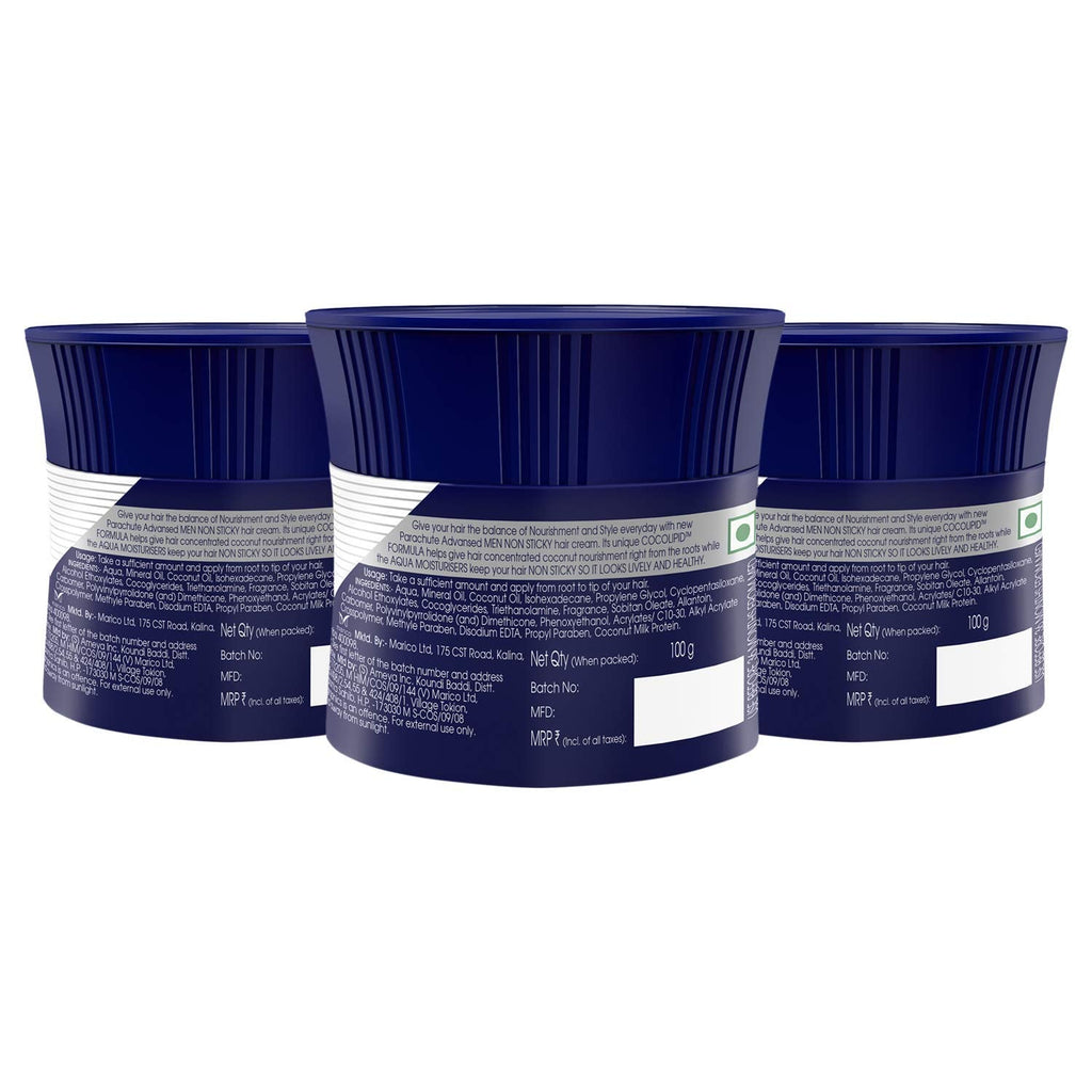 Parachute Advansed Hair Cream for Men – Coconut Moisturizing, Non-Sticky, After Shower, Pack of 3
