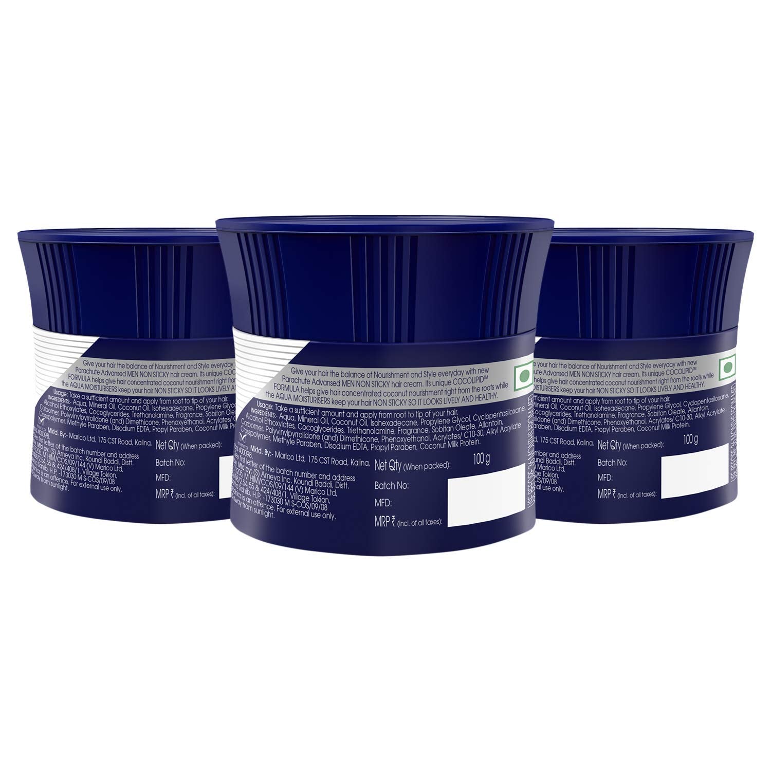 Parachute Advansed Hair Cream for Men – Coconut Moisturizing, Non-Sticky, After Shower, Pack of 3