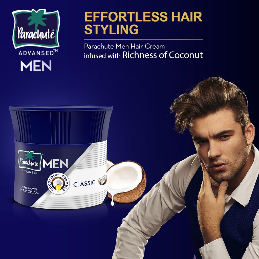Parachute Advansed Hair Cream for Men – Coconut Moisturizing, Non-Sticky, After Shower, Pack of 3