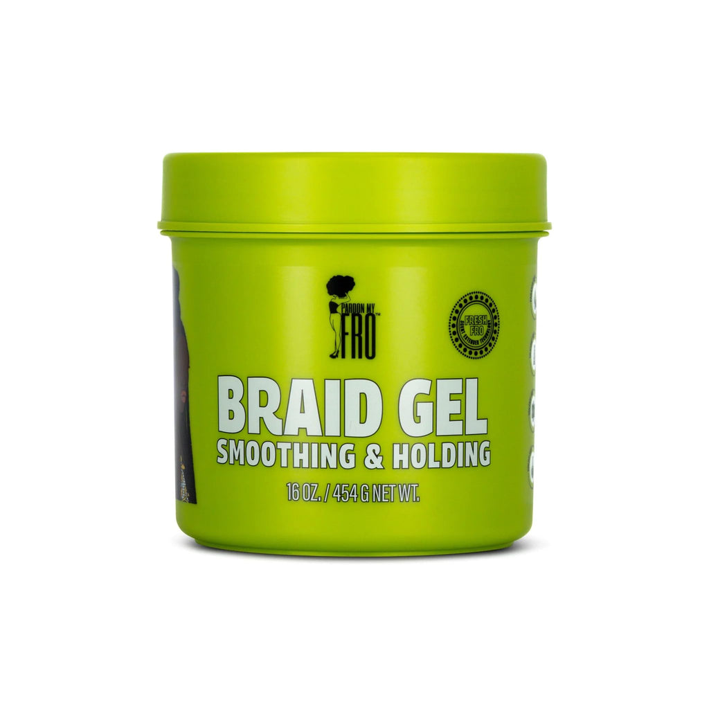 Pardon My Fro Braiding Gel - Strong Hold, Sleek Edges & No Flakes - 16 oz