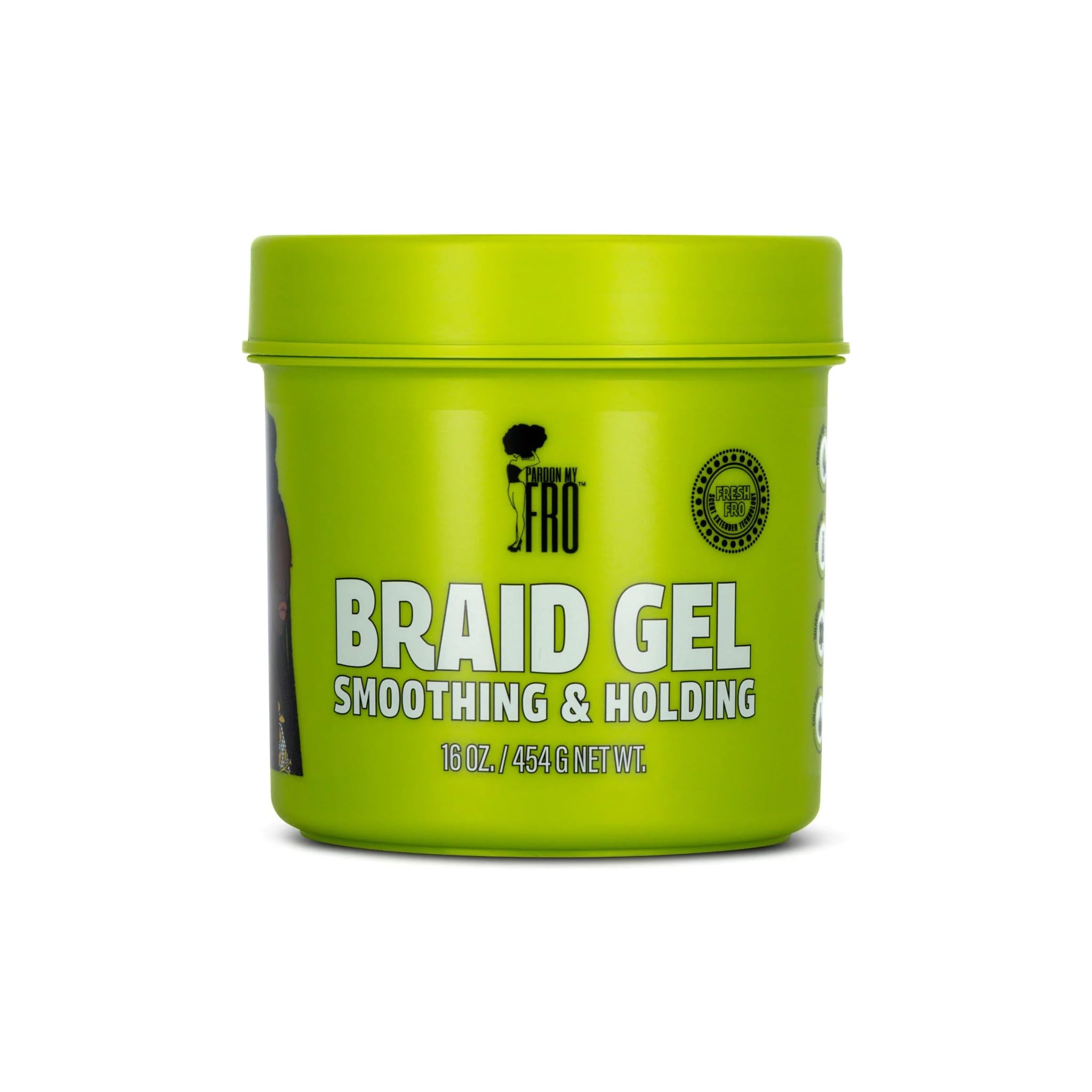 Pardon My Fro Braiding Gel - Strong Hold, Sleek Edges & No Flakes - 16 oz