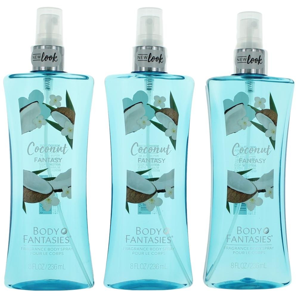Coconut Fantasy by Parfums De Coeur Body Fantasies – 3 x 8 oz Fragrance Body Spray for Women