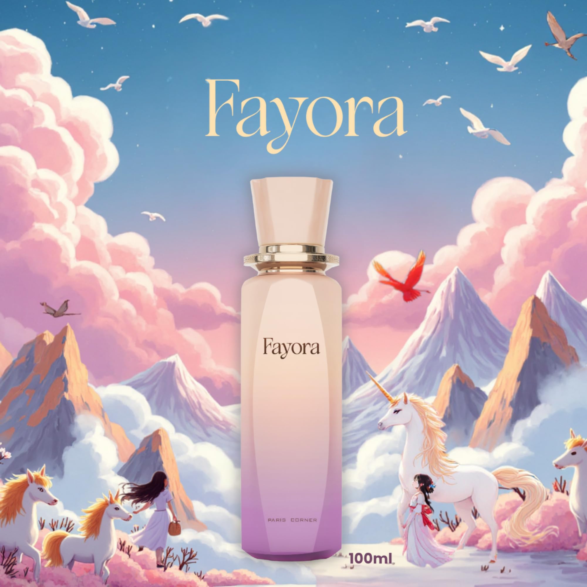 Paris Corner Fayora EDP 3.4 oz | Unisex Floral Fruity Scent with Passion Fruit, Rose & Jasmine