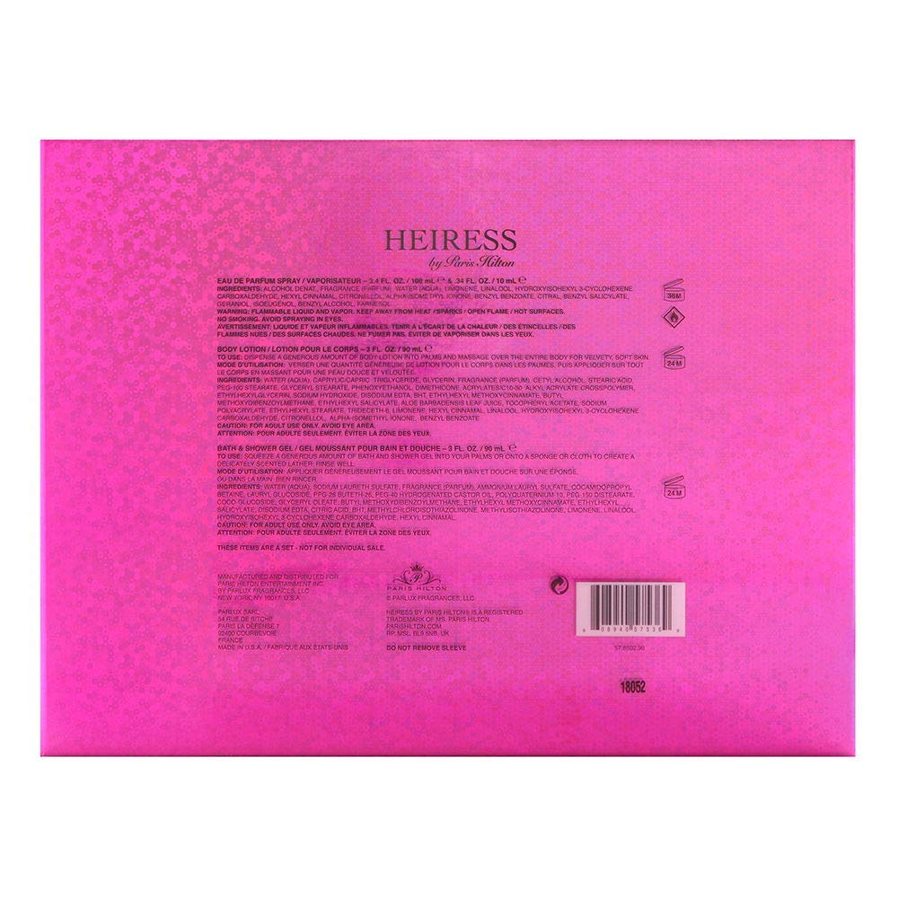 Heiress by Paris Hilton 4-Piece Gift Set – EDP Spray, Lotion & Shower Gel