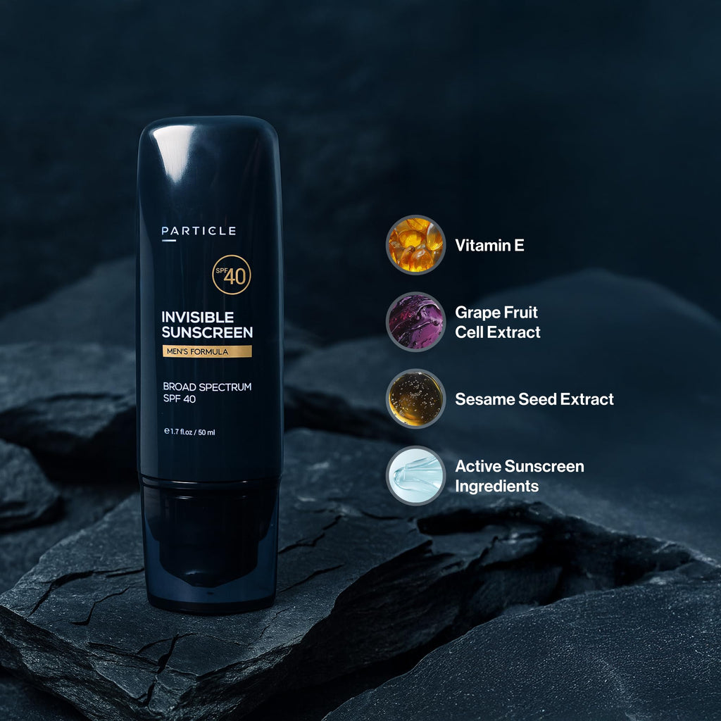 Particle Invisible Sunscreen SPF 40 for Men – Clear, Beard-Friendly, Non-Greasy (1.7 oz)