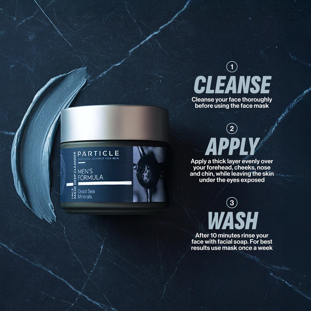 Particle Mineral Face Mask for Men – Hydrating Deep Cleansing Clay with Charcoal and Dead Sea Minerals