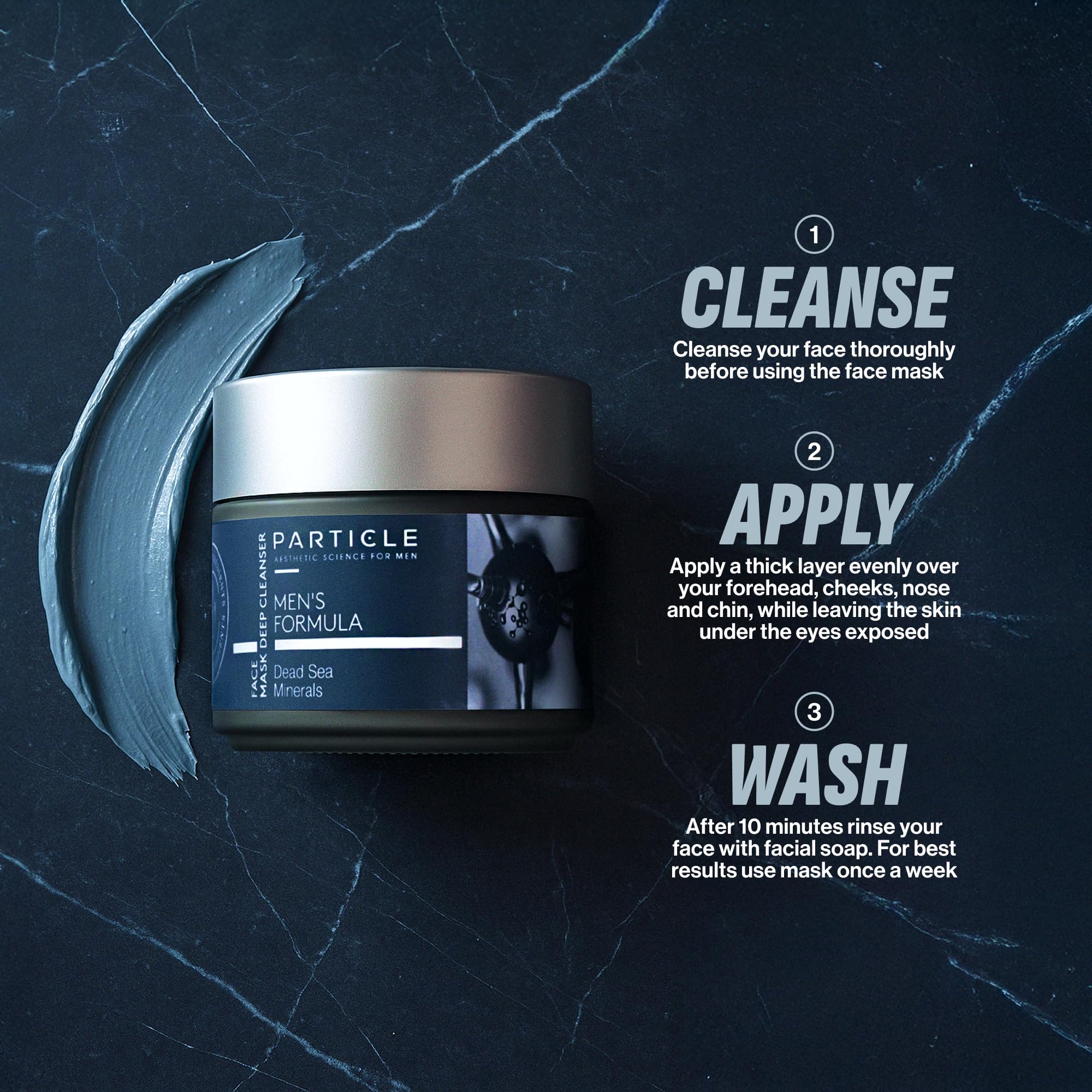 Particle Mineral Face Mask for Men – Hydrating Deep Cleansing Clay with Charcoal and Dead Sea Minerals