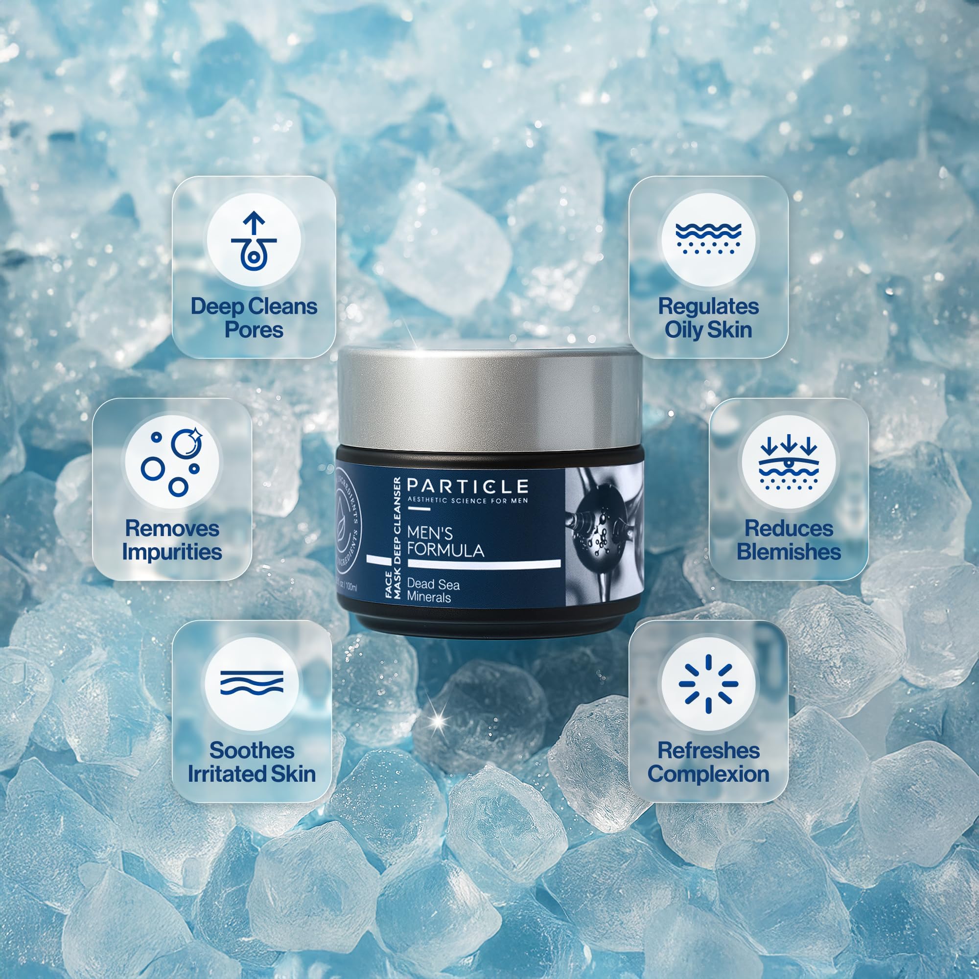 Particle Mineral Face Mask for Men – Hydrating Deep Cleansing Clay with Charcoal and Dead Sea Minerals