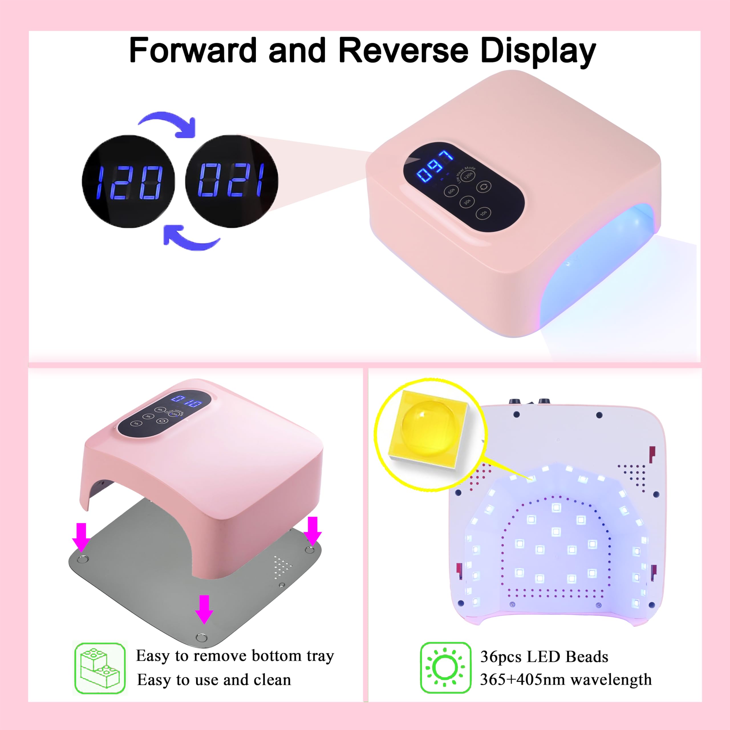 PASSHA 72W Cordless LED Nail Lamp – Rechargeable Gel Nail Dryer with 4 Timers & LCD Display