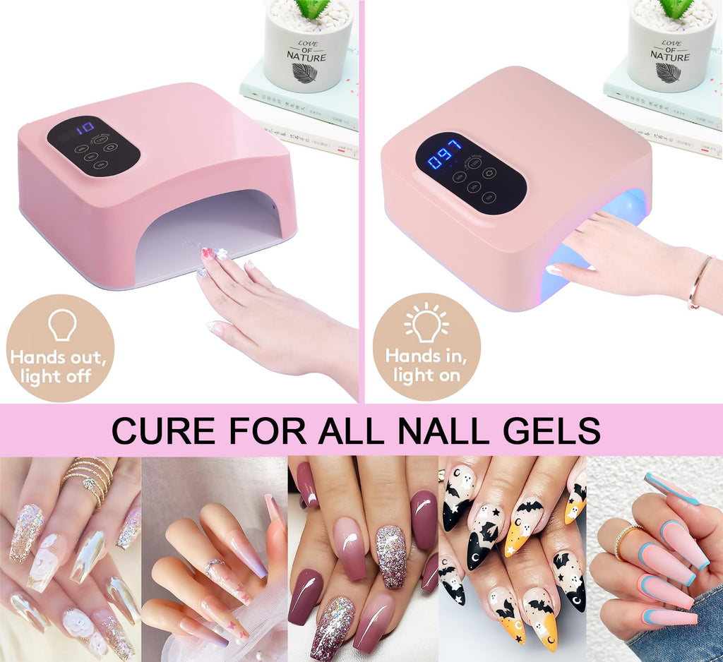 PASSHA 72W Cordless LED Nail Lamp – Rechargeable Gel Nail Dryer with 4 Timers & LCD Display