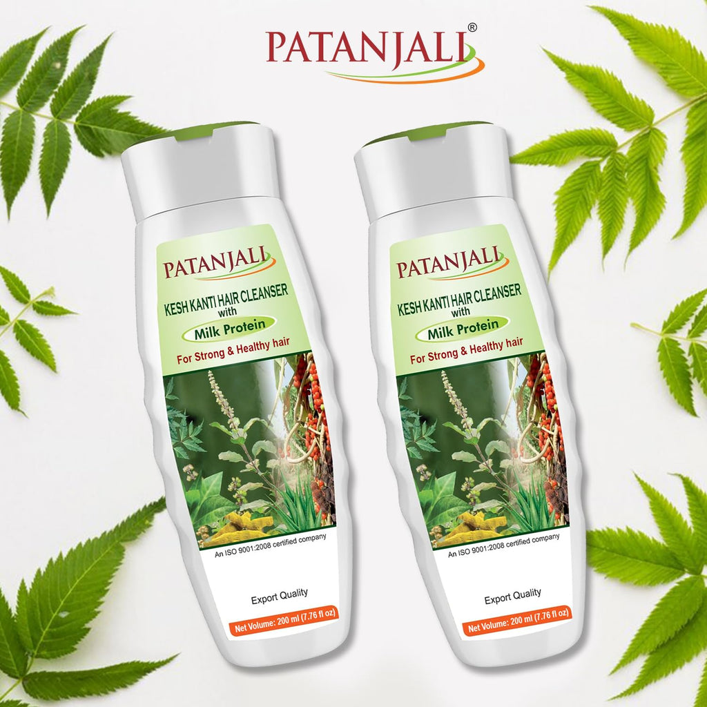 Patanjali Kesh Kanti Milk Protein Hair Cleanser Shampoo – Pack of 2 (200 ml)