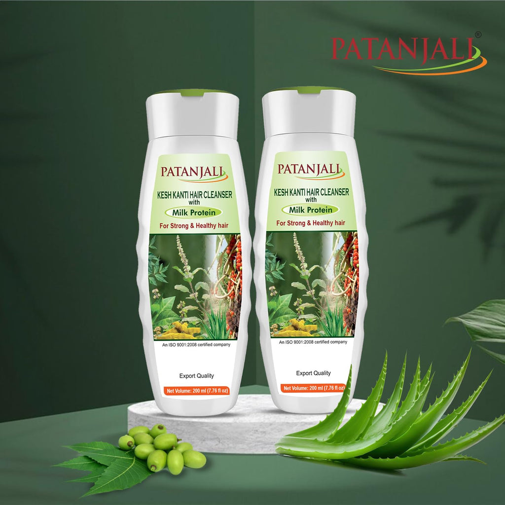 Patanjali Kesh Kanti Milk Protein Hair Cleanser Shampoo – Pack of 2 (200 ml)