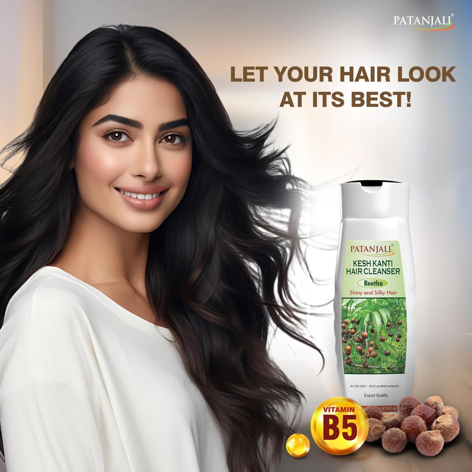 Patanjali Kesh Kanti Reetha Shampoo for Dry Hair – Sulfate-Free Herbal Ayurvedic Cleanser (200ml x 2)