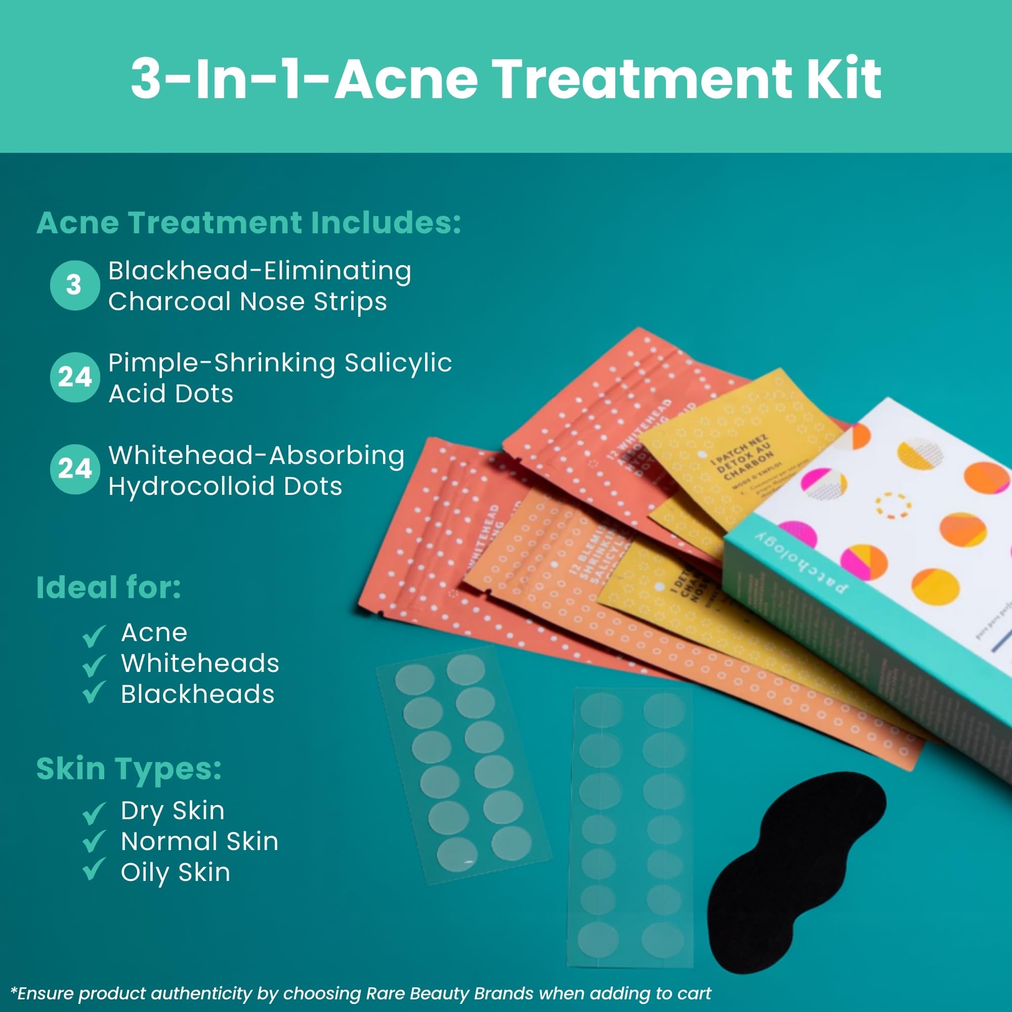 Patchology Breakout Box 3-in-1 Acne Treatment Kit – Nose Strips, Salicylic & Hydrocolloid Dots (2-Pack)