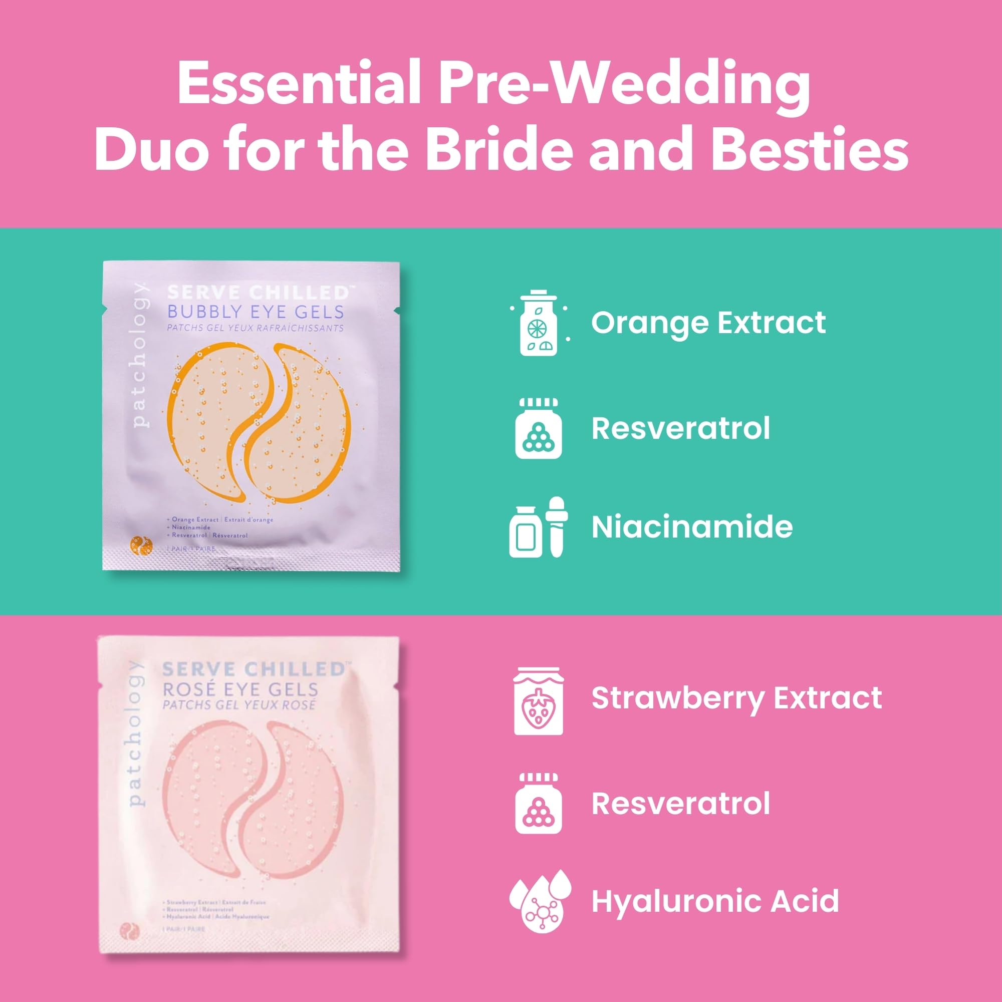 Patchology Hydrating Under Eye Gel Patches – I Do Crew Bridesmaid Gift Set (Rosé & Bubbly)