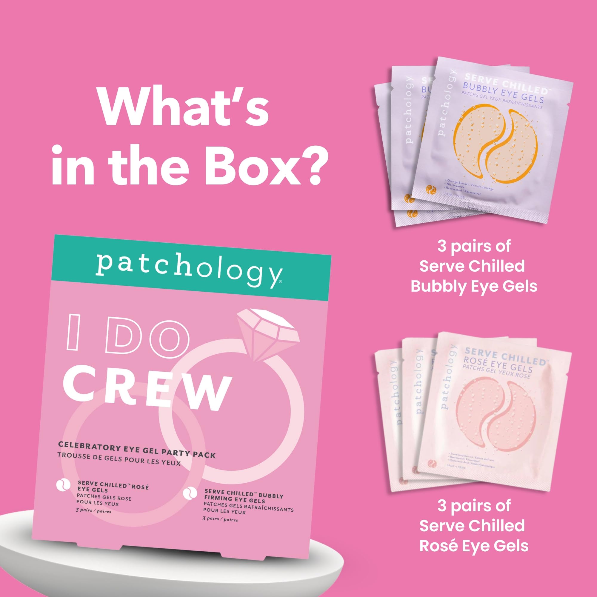 Patchology Hydrating Under Eye Gel Patches – I Do Crew Bridesmaid Gift Set (Rosé & Bubbly)