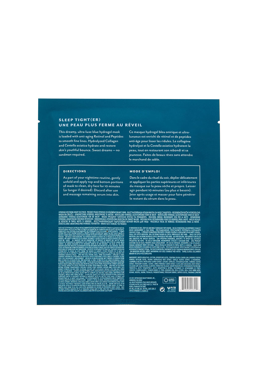 Patchology Hydrogel Face Mask with Retinol and Peptides – Beauty Sleep Hydration (2 Pack)