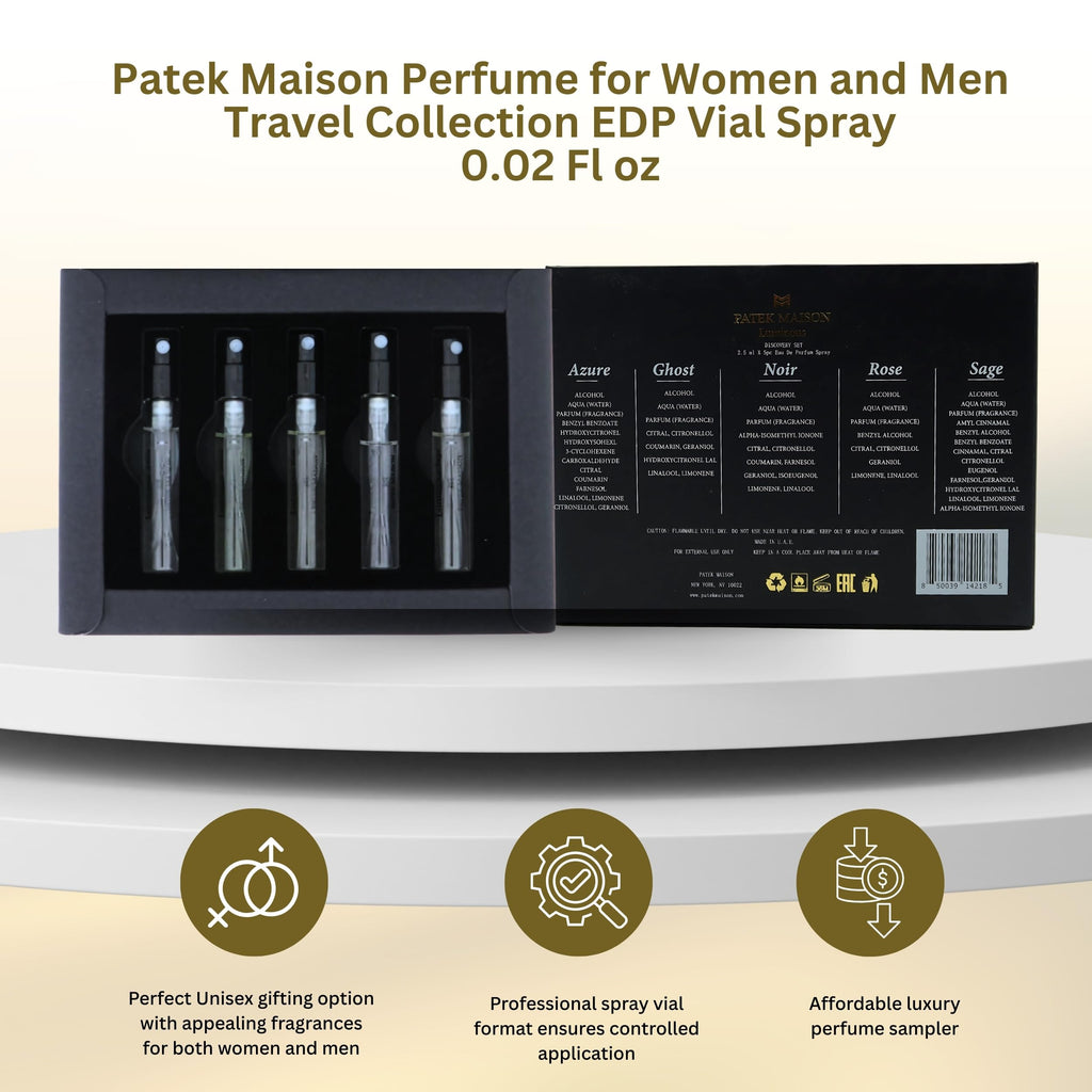 Patek Maison Luminous Discovery Mini Gift Set – 5 Unisex EDP Vials (0.085 oz each)