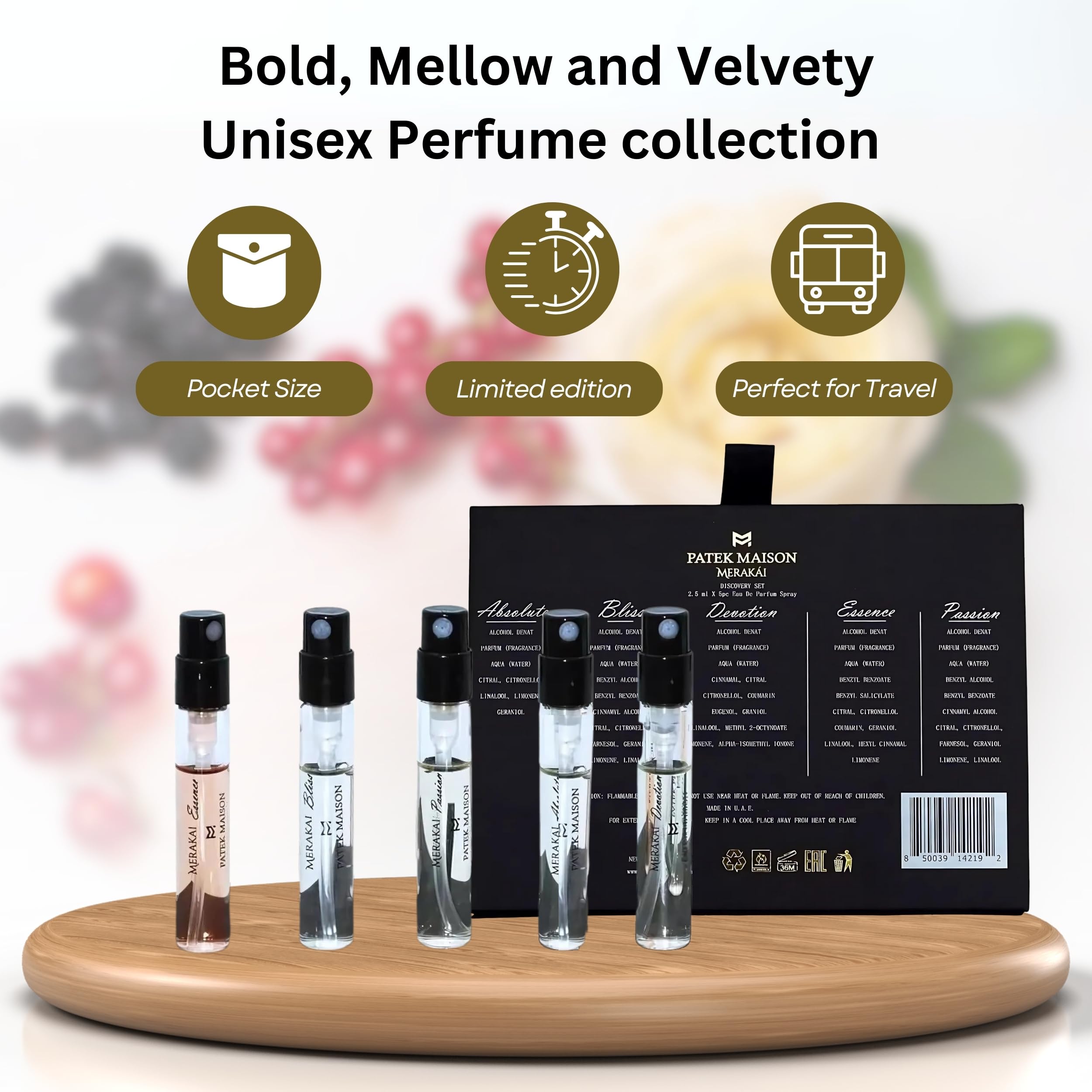 Patek Maison Merakai Perfume Discovery Set – 5 Travel-Size Unisex EDP Sprays