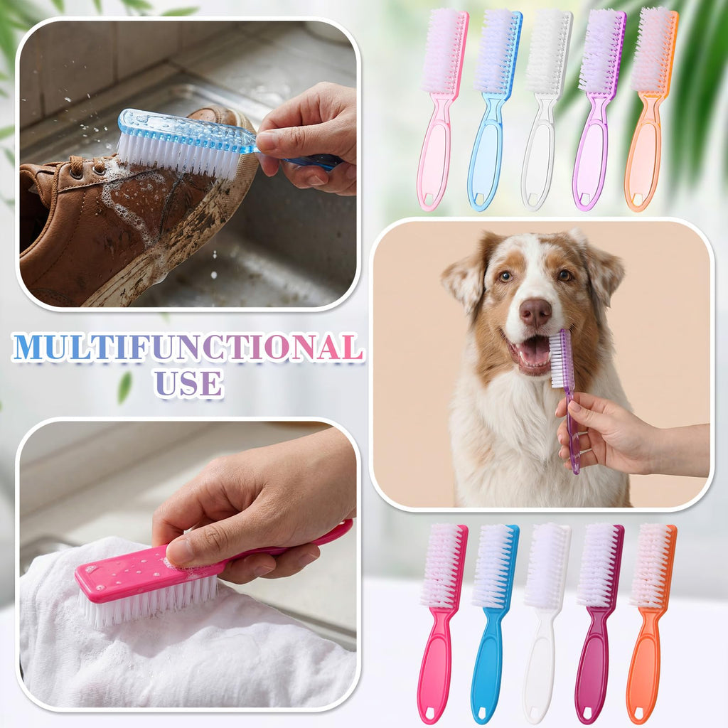 Patelai 100-Pack Handle Grip Nail Brush Bulk | Multicolor Nail & Skin Cleaning for Manicure & Pedicure (10 Colors)