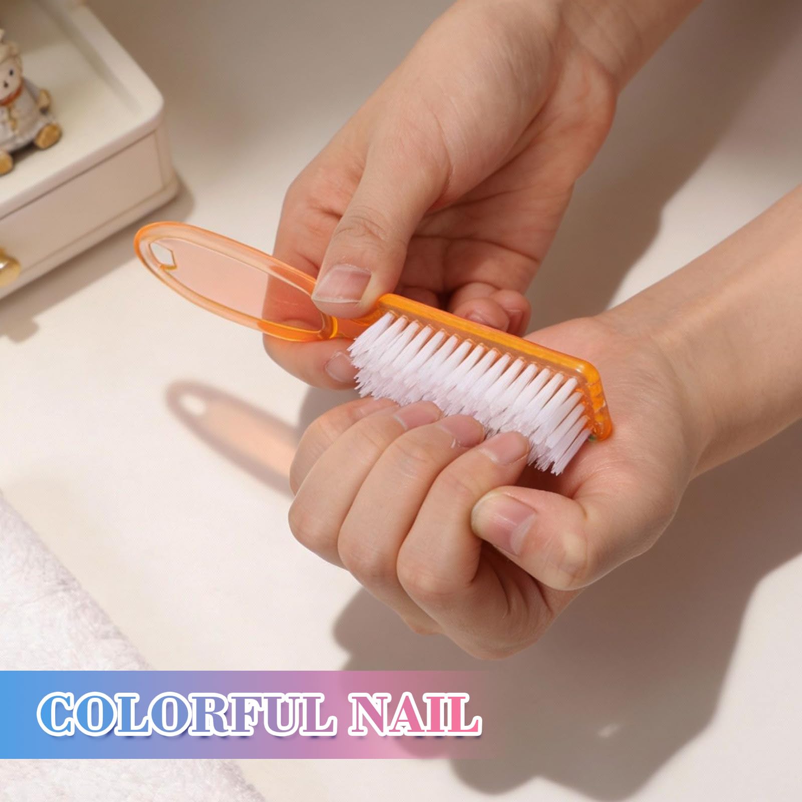 Patelai 100-Pack Handle Grip Nail Brush Bulk | Multicolor Nail & Skin Cleaning for Manicure & Pedicure (10 Colors)