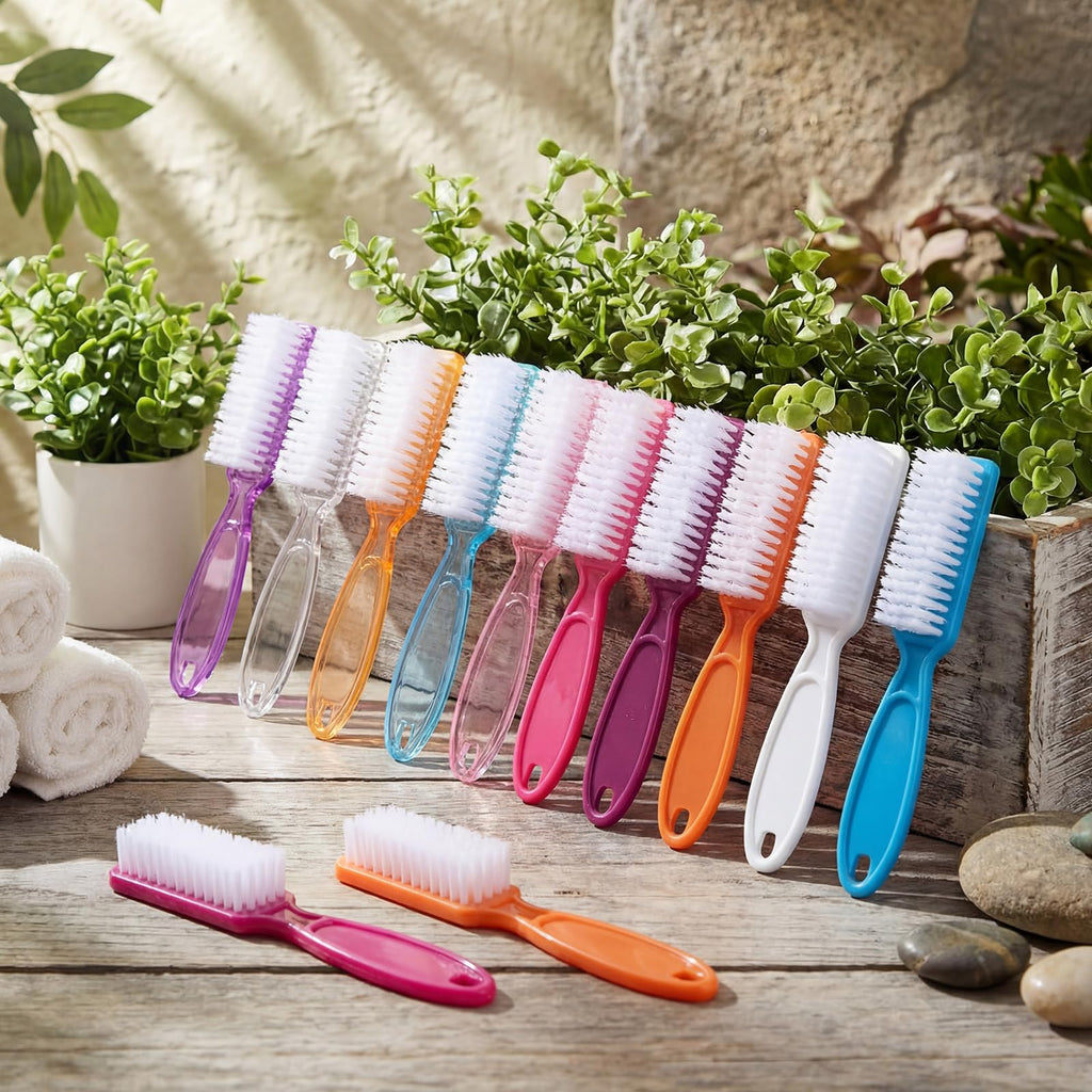 Patelai 100-Pack Handle Grip Nail Brush Bulk | Multicolor Nail & Skin Cleaning for Manicure & Pedicure (10 Colors)
