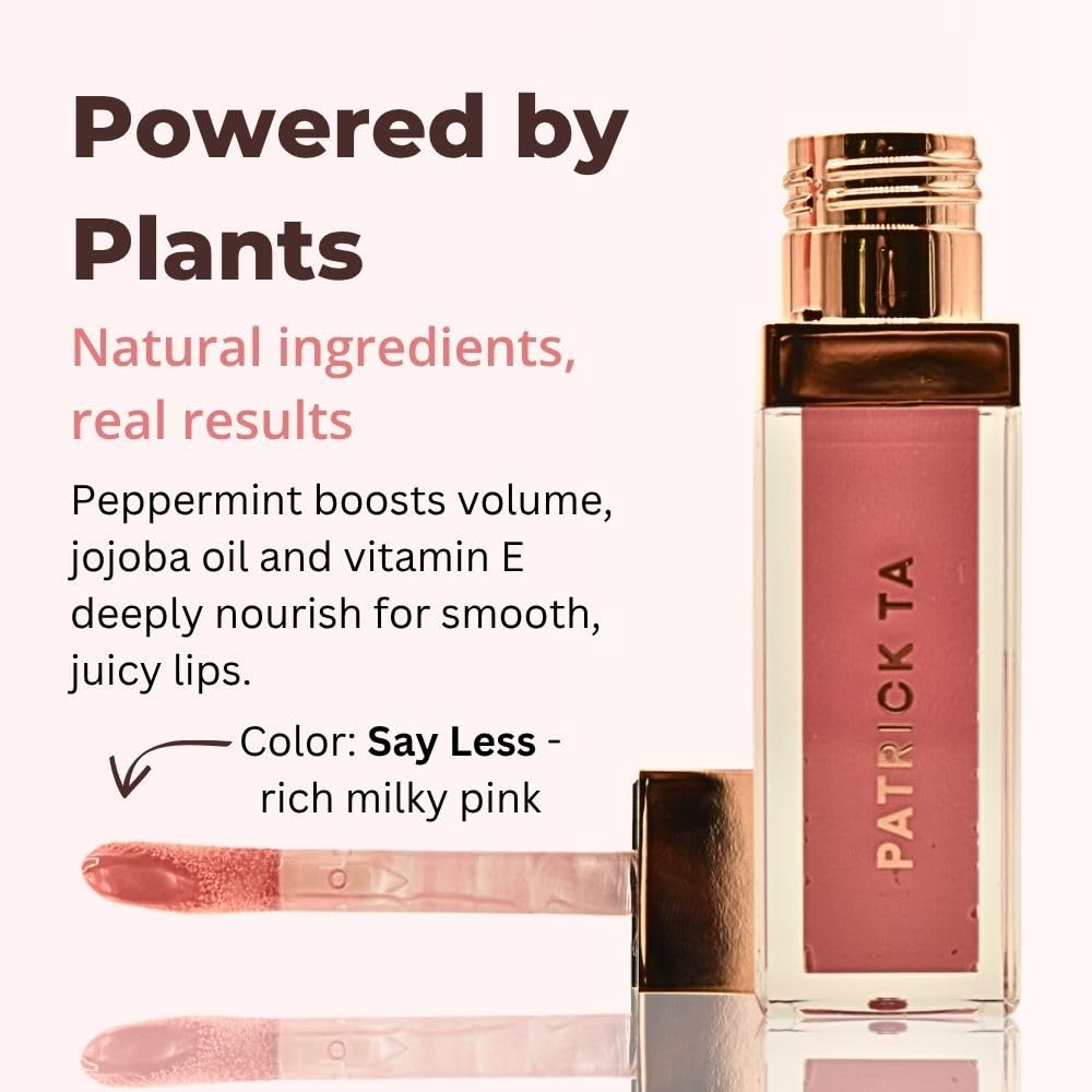 PATRICK TA Major Volume Plumping Lip Gloss – Say Less (Rich Milky Pink) | Vegan, Cruelty-Free