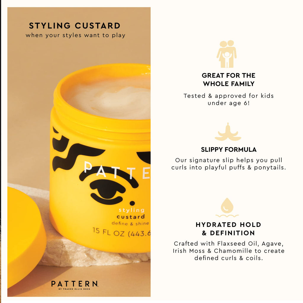 PATTERN Beauty Styling Custard by Tracee Ellis Ross – Hydrated Hold for Curlies, Coilies & Tight-Textured Hair (15 oz)