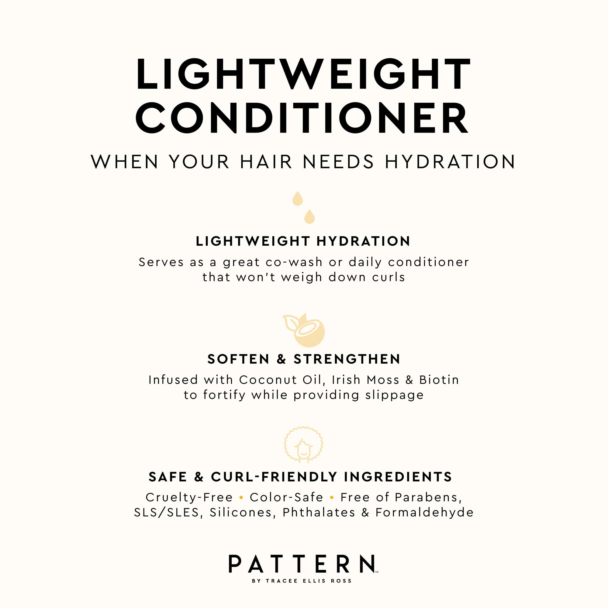 PATTERN Beauty Lightweight Conditioner by Tracee Ellis Ross — Lightweight Moisture for 3a–4c Curls | 3 Fl Oz