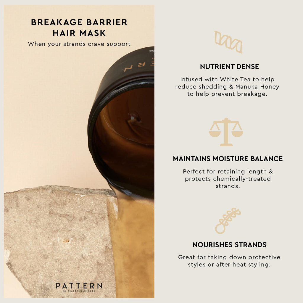 PATTERN Beauty Breakage Barrier Mask with White Tea & Manuka Honey for Curly Hair (3a–4c)