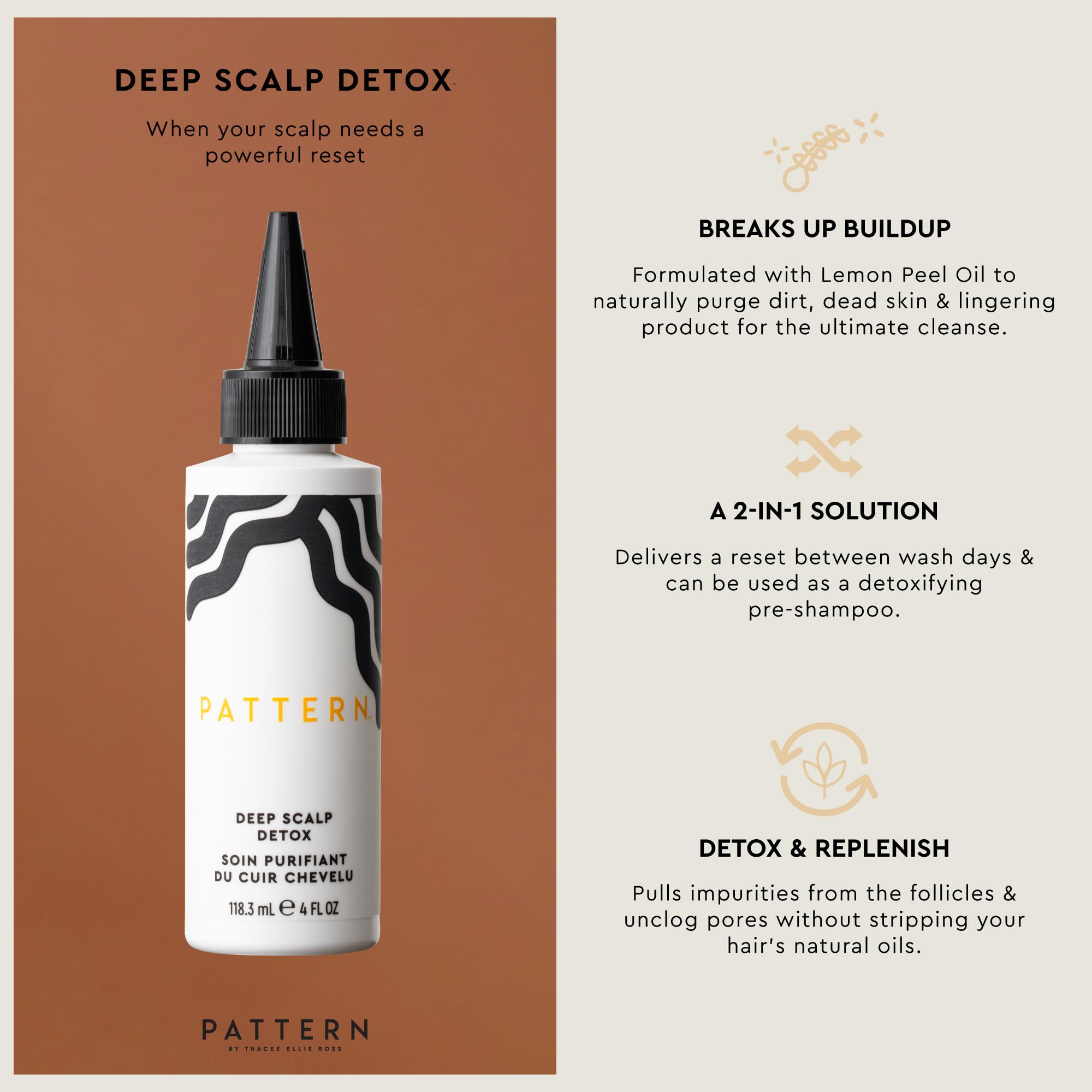 PATTERN Beauty Deep Scalp Detox 4 fl oz – 2-in-1 Cleansing Serum for Between-Wash Refresh