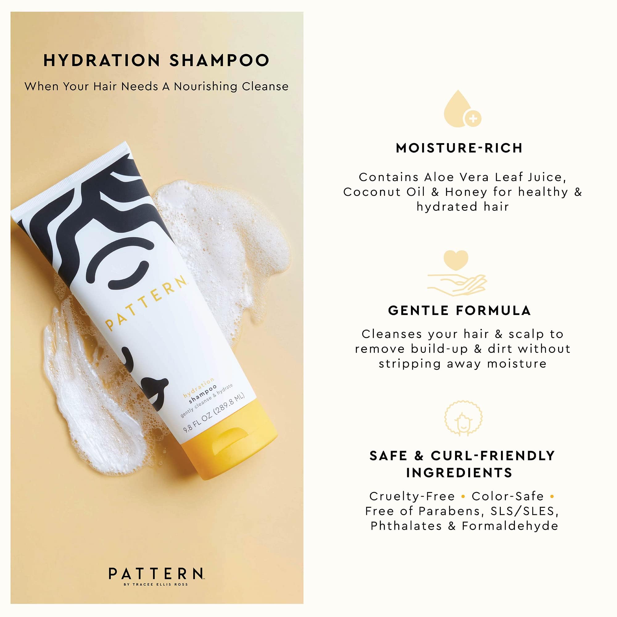 PATTERN Beauty Hydration Shampoo with Honey, Aloe Vera, Biotin & Tea Tree for Curly Hair 3a-4c, 25 oz