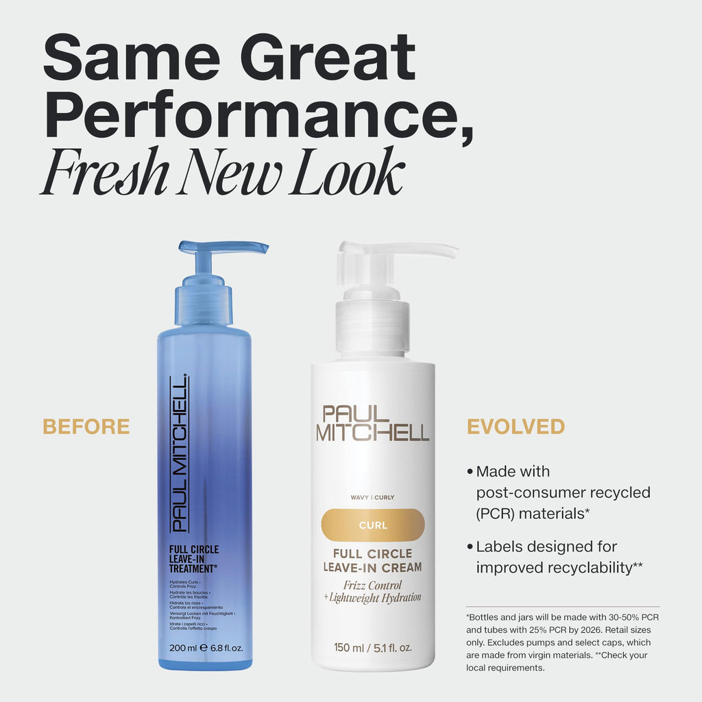 Paul Mitchell Full Circle Leave-In Cream – Frizz Control & Lightweight Hydration for Curly & Wavy Hair – 5.1 fl oz